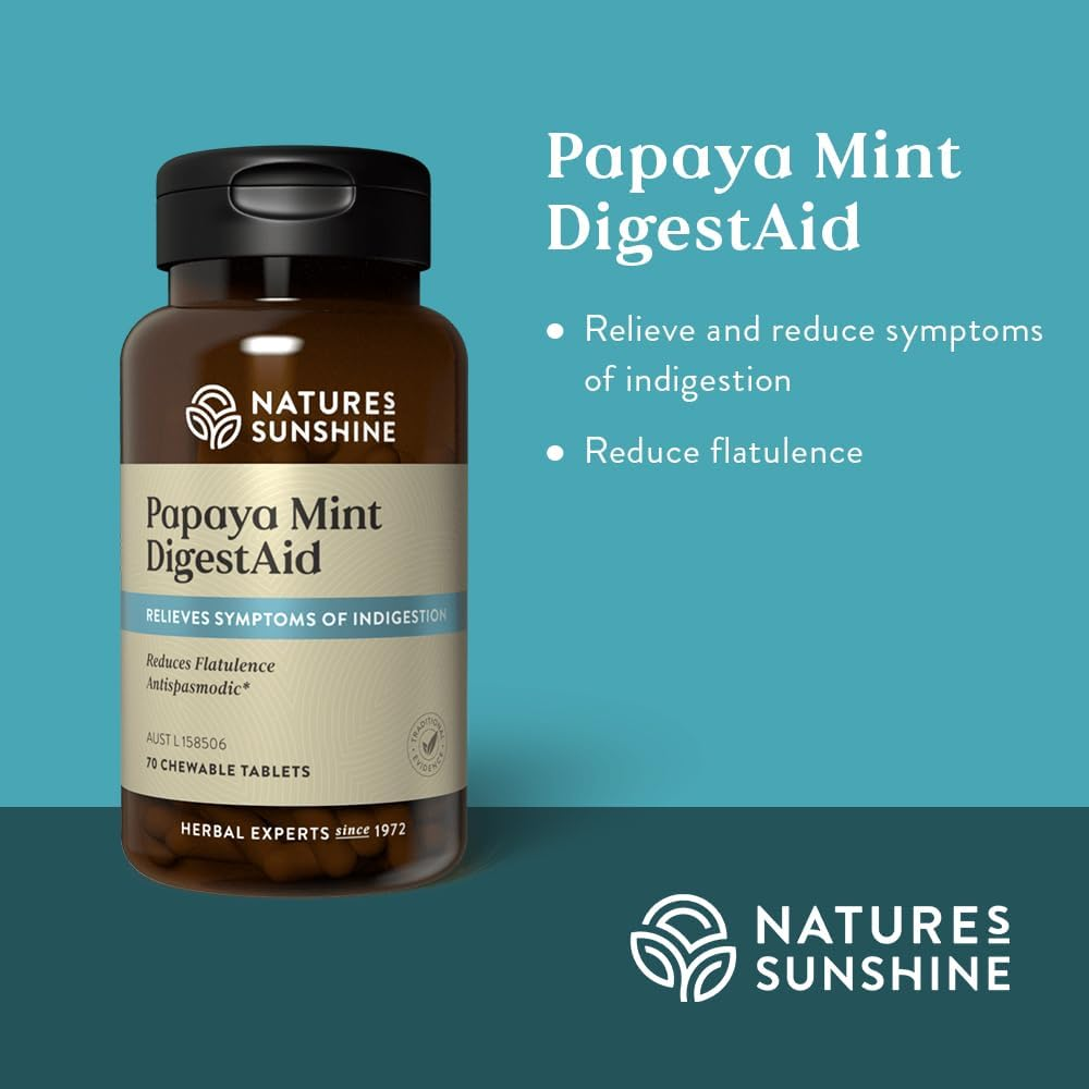 Nature'S Sunshine Papaya Mint Digestaid Chewable 70 Tablets image number 2
