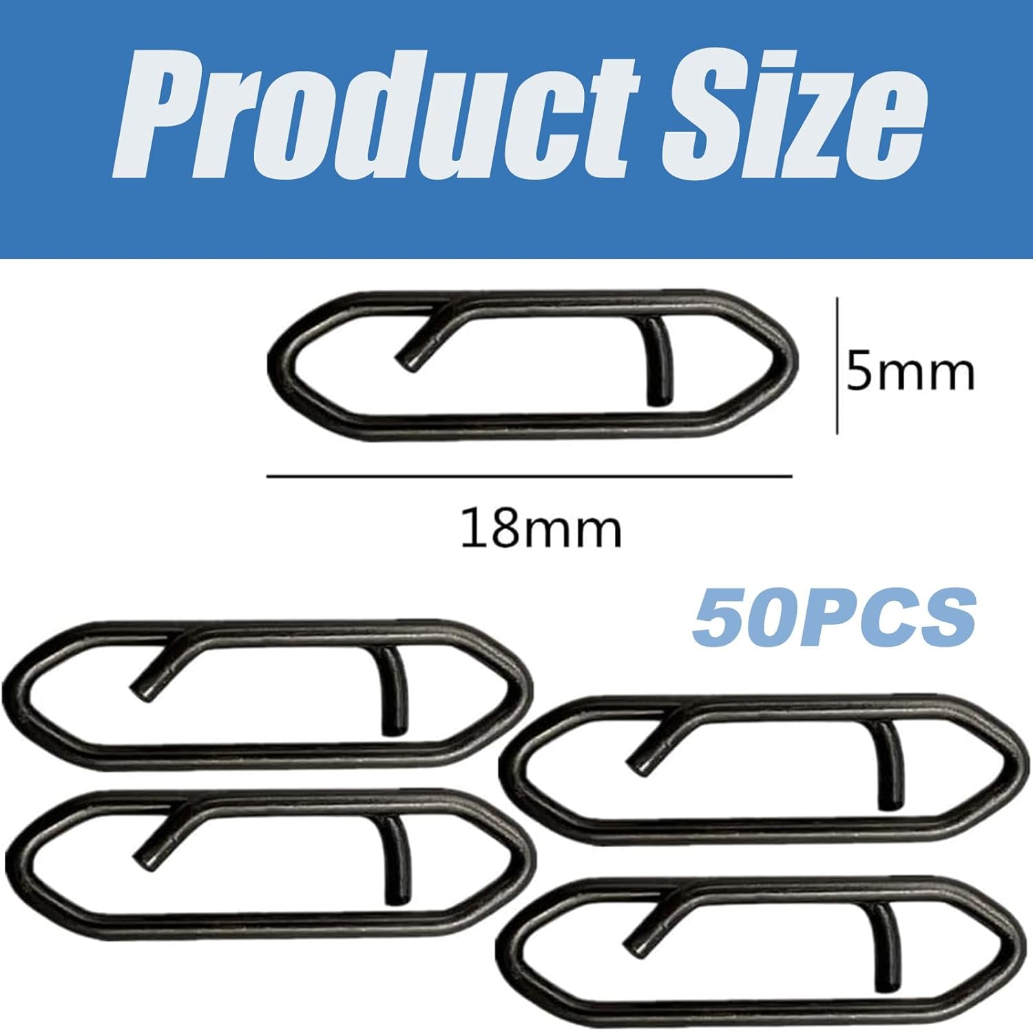 50Pcs Stainless Steel Fishing Power Speed Clips High Strength Fishing Connector Swivels Snaps for Quick Change Fishing Lure Tackle Saltwater Freshwater(Black)