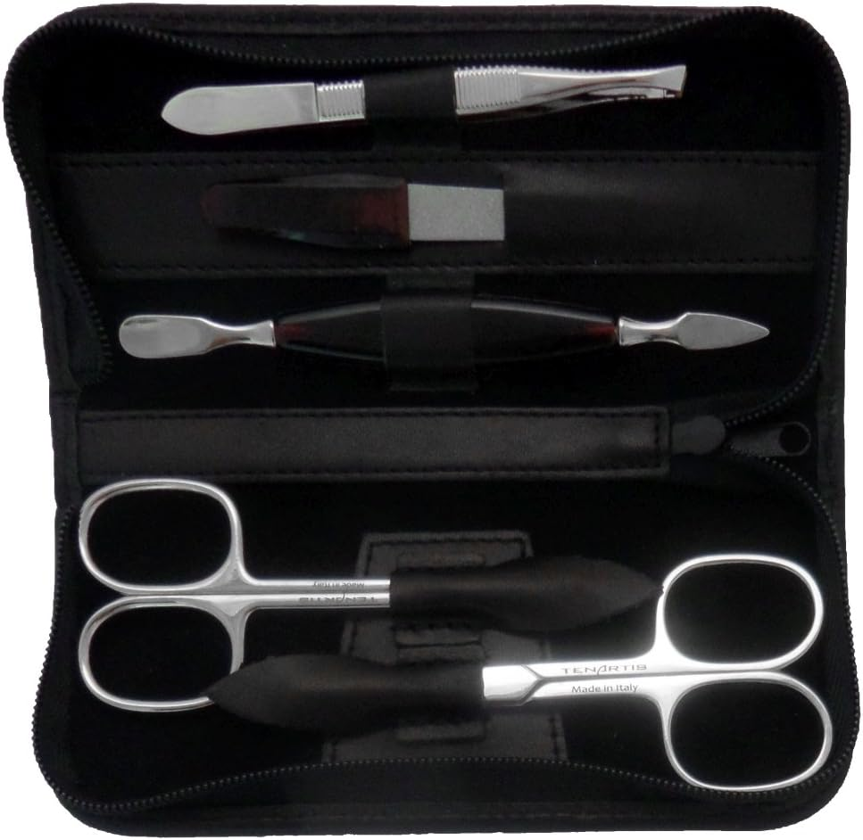 Tenartis 344 5-Piece Manicure Case Genuine Leather with Zip - Black Nappa image number 6