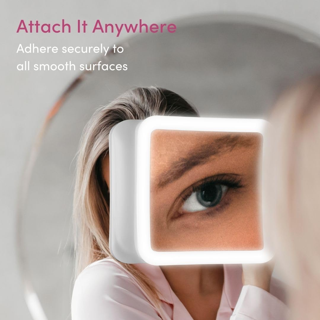 Fancii 20X Magnifying Makeup Mirror with LED Lights, Rechargeable, High Zoom | 7-Inch Large Lighted Travel Mirror for Vanity and Bathroom, Dimmable, 3 Light Settings, Strong Suction, 360&deg; Rotation image number 6