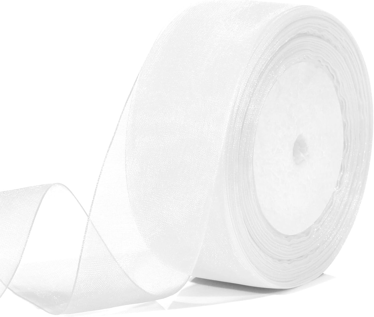 White Ribbon 1 1/2 Inch Chiffon Ribbon Organza Ribbon Sheer Organza Ribbon 50 Yards Tulle White Ribbon for Gift Wrapping Halloween Christmas Ribbons for Crafts Wedding Ribbon for Flower Bouquet Hair image number 3