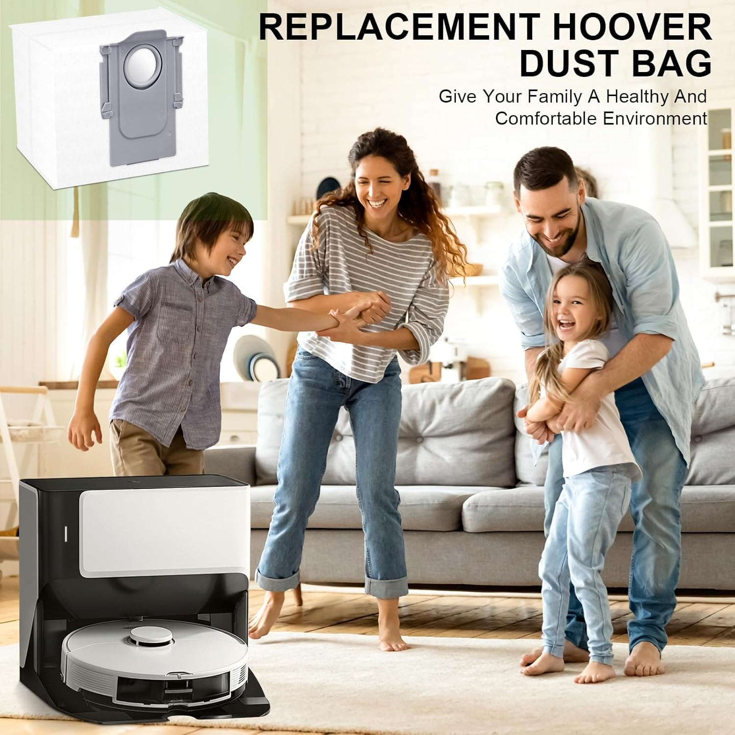 12 Pack S8+ Dust Bags for Roborock S8 Pro Ultra, S7 Maxv Ultra, S7 Max Ultra, S7 Pro Ultra, Q7T+, Q7+, Q7 Max, Q7 Max+, Q8 Max+, Q5, Q5+, Q5 Pro+ Robot Vacuum Dust Collection Bag- 3.6L Large Capacit image number 3