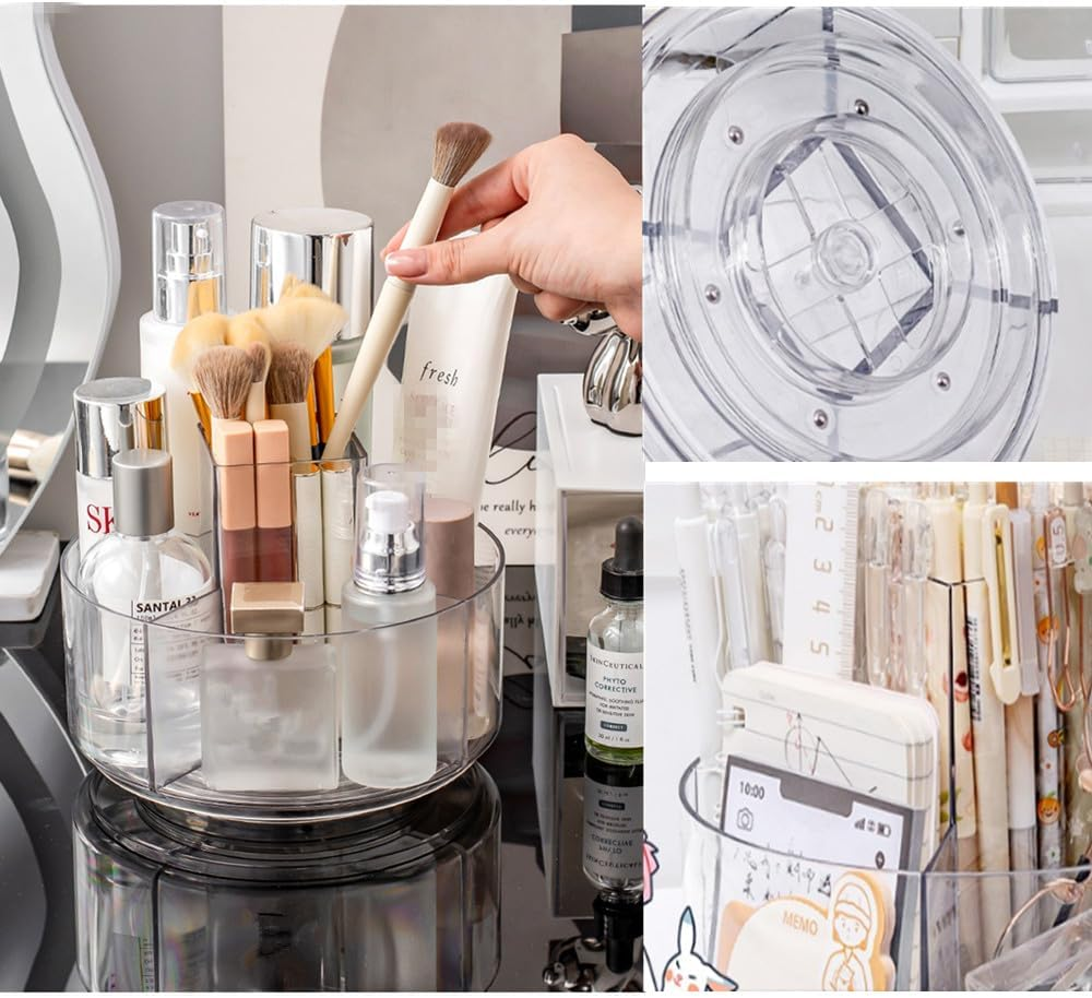 Acrylic Desk Pencil Pen Holder, 5 Slots 360&deg; Degree Rotating Organizers for Desktop Storage Stationery Pot Office School Home Desktop Marker Crayon Storage Stationery Loopunk (5 Slots)