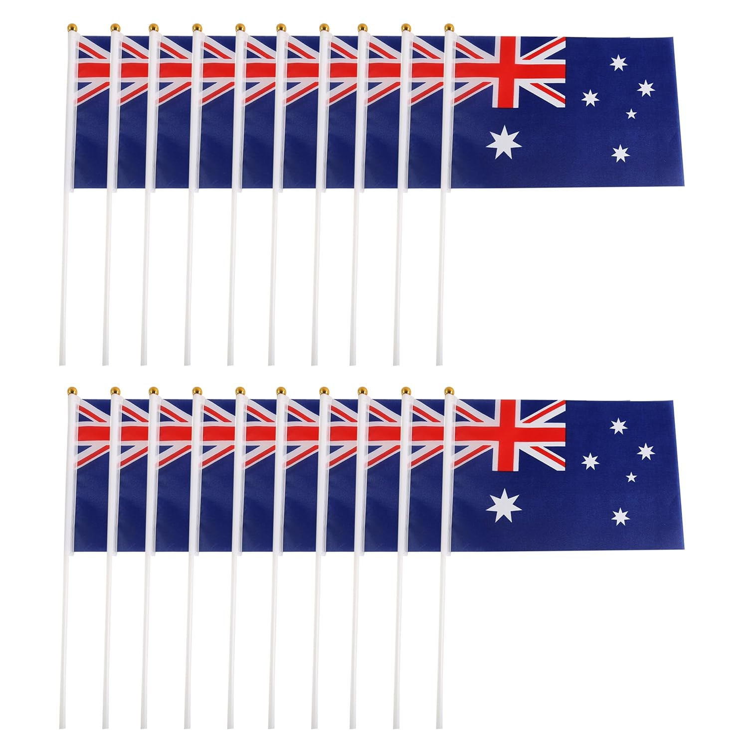 Bay Breeze 20Pcs Aussie Mini Flag, Pack of 20 Australian National Flags, 14Cm X 21Cm (20Pcs), Green and Gold, Perfect for Patriotic Celebrations, National Holidays, Sports Events image number 1