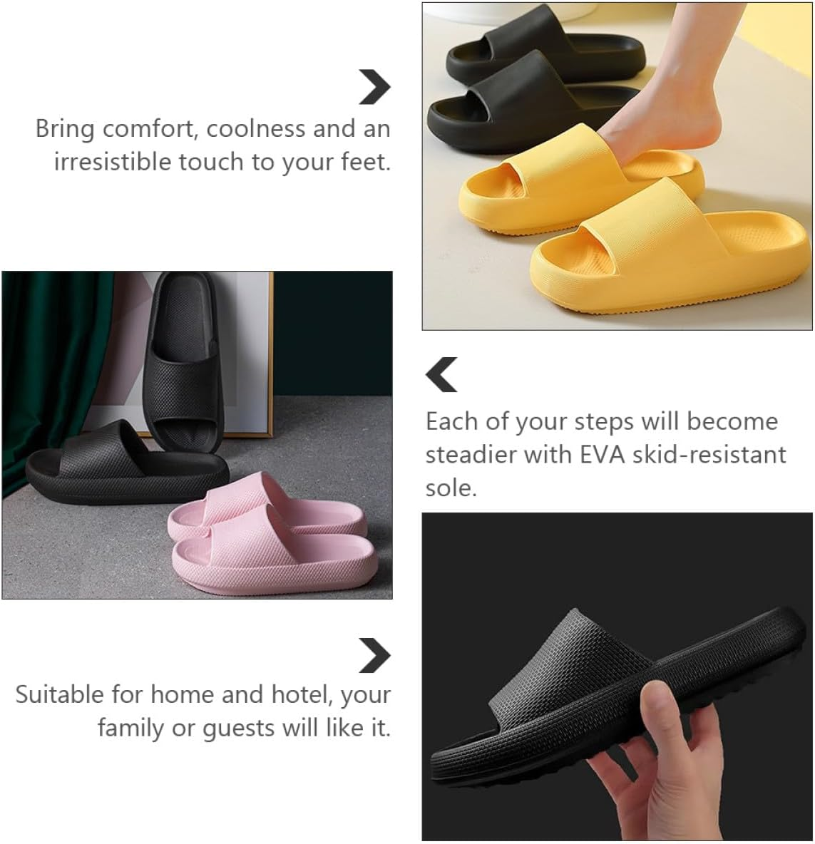 Holibanna Unisex Household Summer Slippers Non-Skid Breathable Indoor Shoes Black Thick Sole Slip-Resistant Footwear for Home Use Size 40-41