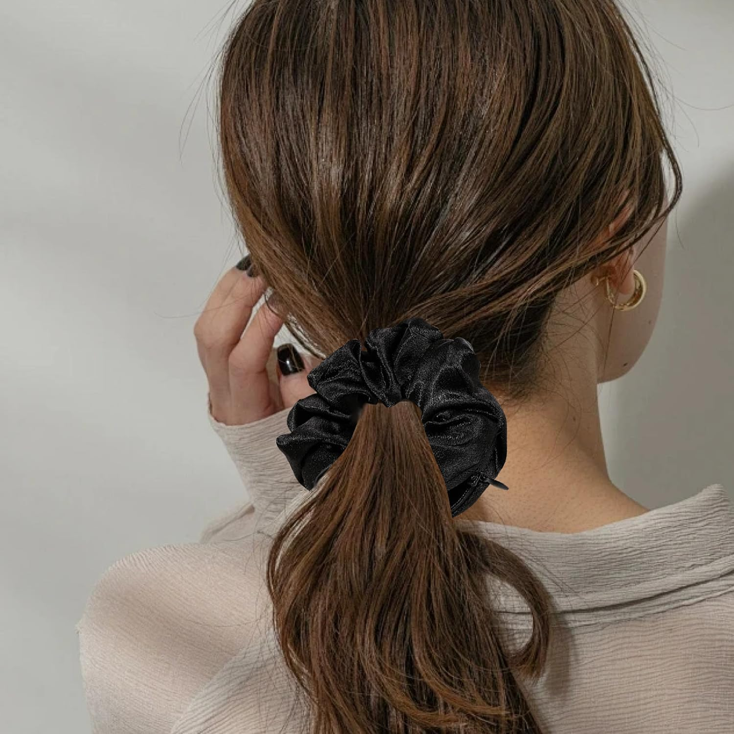 Gurxi Pack of 6 Hair Bobbles with Zip, Scrunchie Scrunchies, Women'S Hair Tie, Velvet Hair Friendly Hair Bobbles, Soft Elastic, Colourful Hair Accessories for Girls, Women, Ponytail image number 3