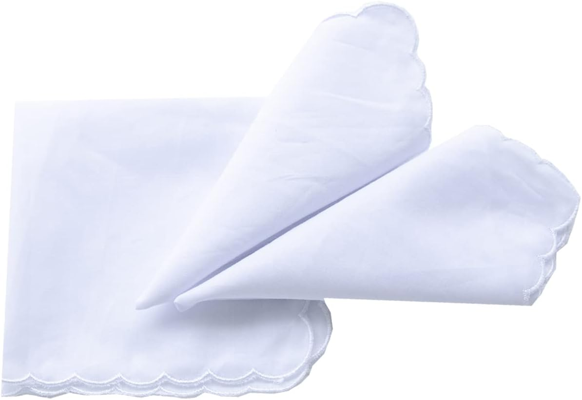 Bulk Solid White Cotton Handkerchiefs Perfect for Wedding Party DIY Draw image number 6