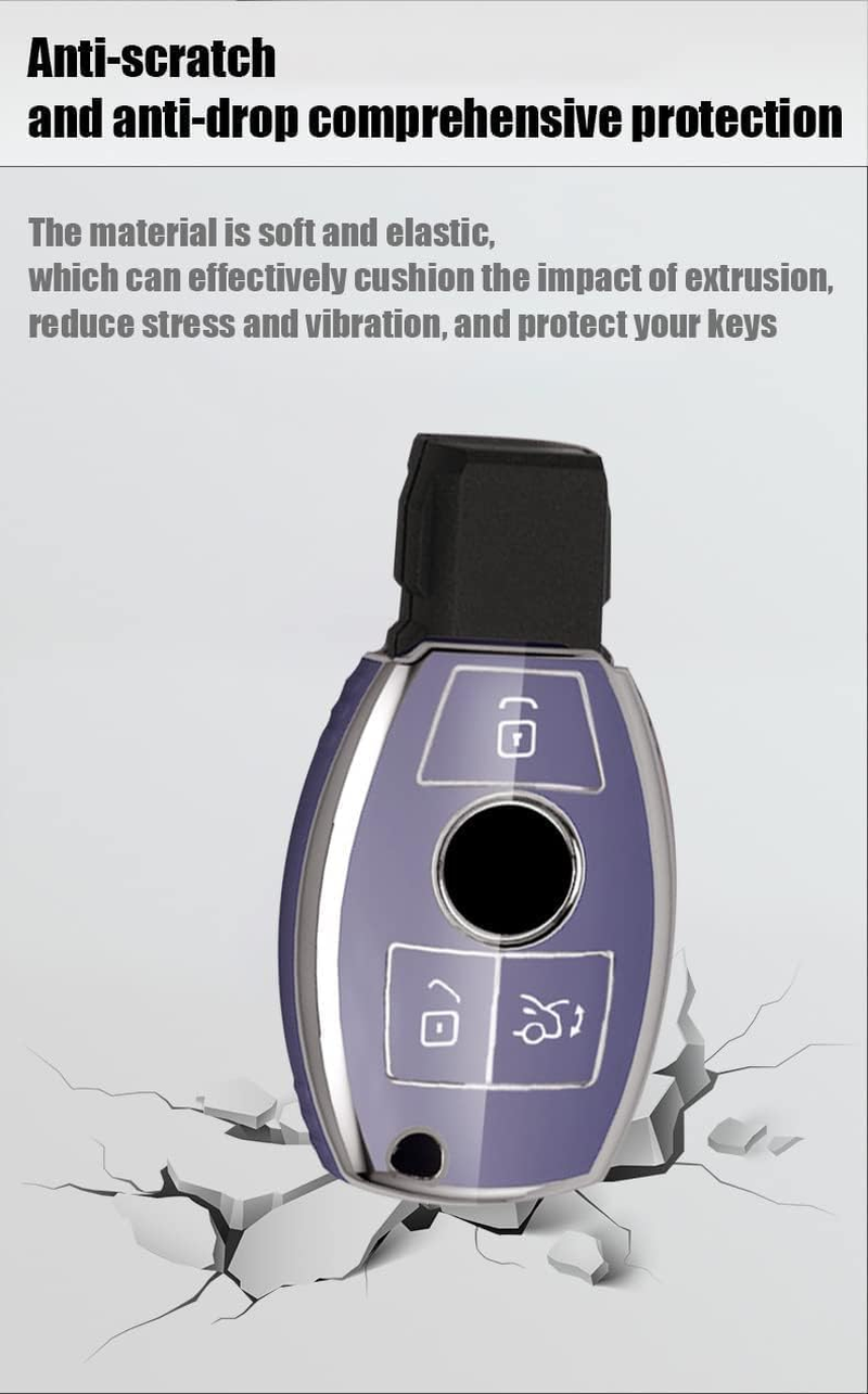 Key Case Cover Fit for Mercedes Benz G Class TPU Keychain Key Fob Key Shell Accessories Protector 3 Button Black image number 4