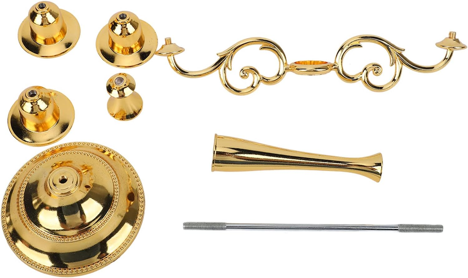 3 Arms Candelabra, Retro European Style Metal Candle Holder, Metal Vintage Candelabra Candlestick Wedding Table Decorations for Dining Table Birthday Party Christmas Home Decor (Gold) image number 5