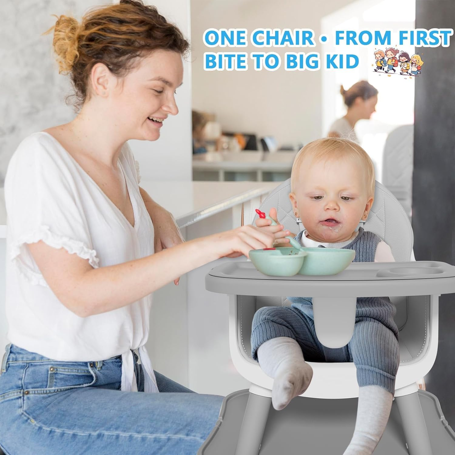 6 in 1 Baby High Chair for Babies and Toddlers - Highchair Converts to Stool, Infant Dining Booster Seat, Toddler Chair, Building Block Table, Activity Table and Desk and Chair image number 3