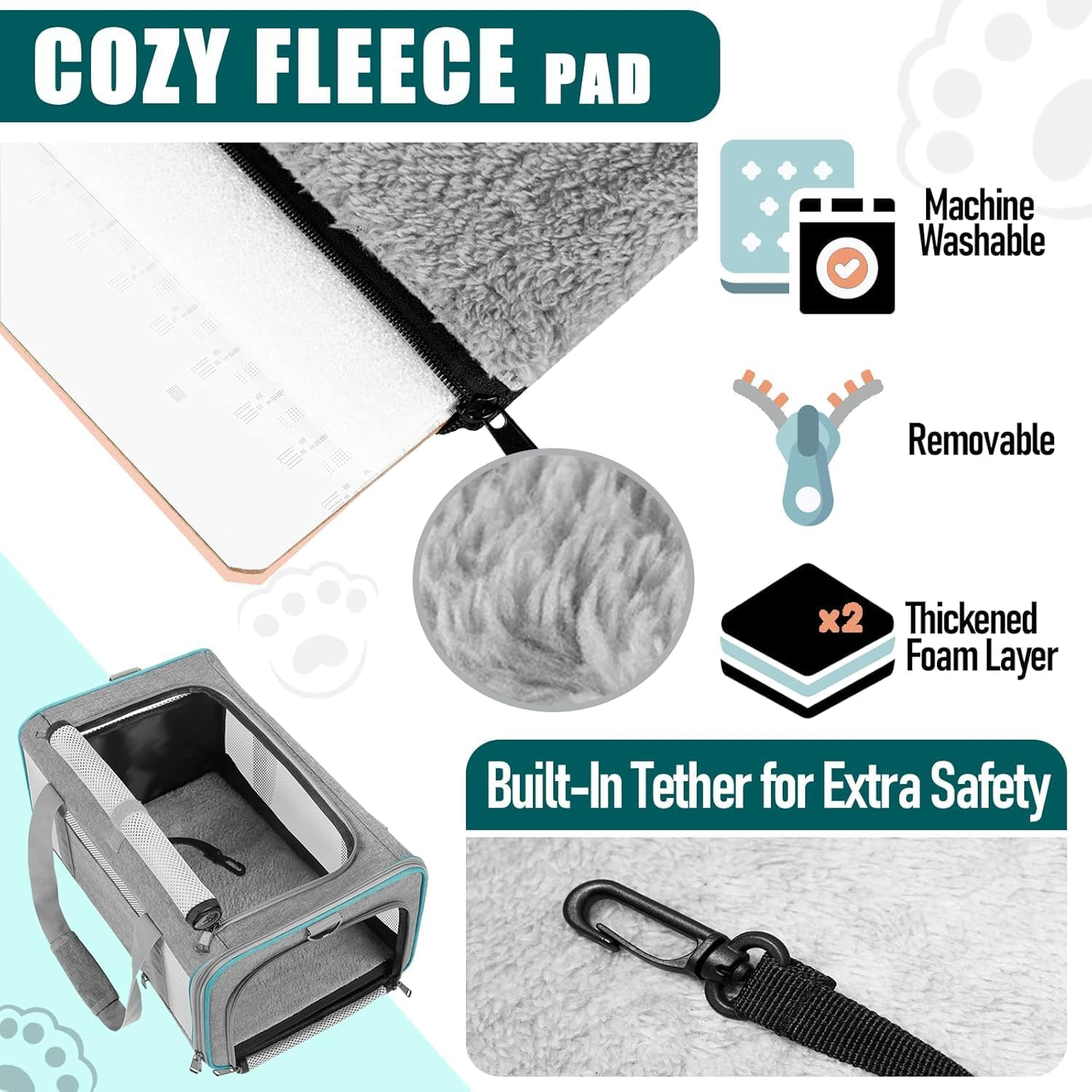 Aymxcls Pet Carrier for Large Cats 7KG+, Soft Sided Small Dog Travel Carrier Top Load/Collapsible Carrier Bag for Big Cat, 2 Kittens Sturdy Transport Carrier Long Trips/Medium Cats image number 1