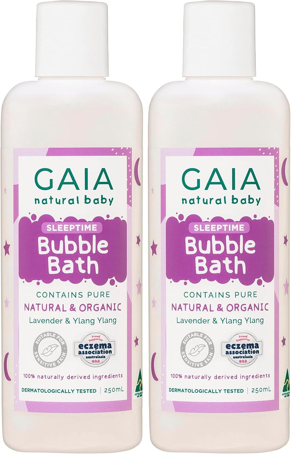 GAIA Skin Natural Baby Bubble Bath Sleeptime ; 100 Percentage Natural Origin ; Sensitive Skin Formula ; Organic Lavander ; Organic Ylang Ylang ; Sulphate Free ; Perfume Free ; Australian Made - 250Ml image number 3