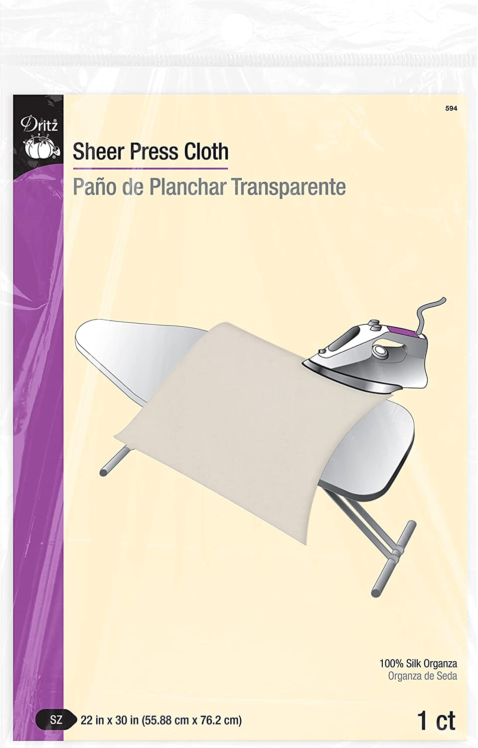 Dritz Sheer, 22" X 30", Silk Organza Press Cloth, 22 X 30-Inch, White image number 3