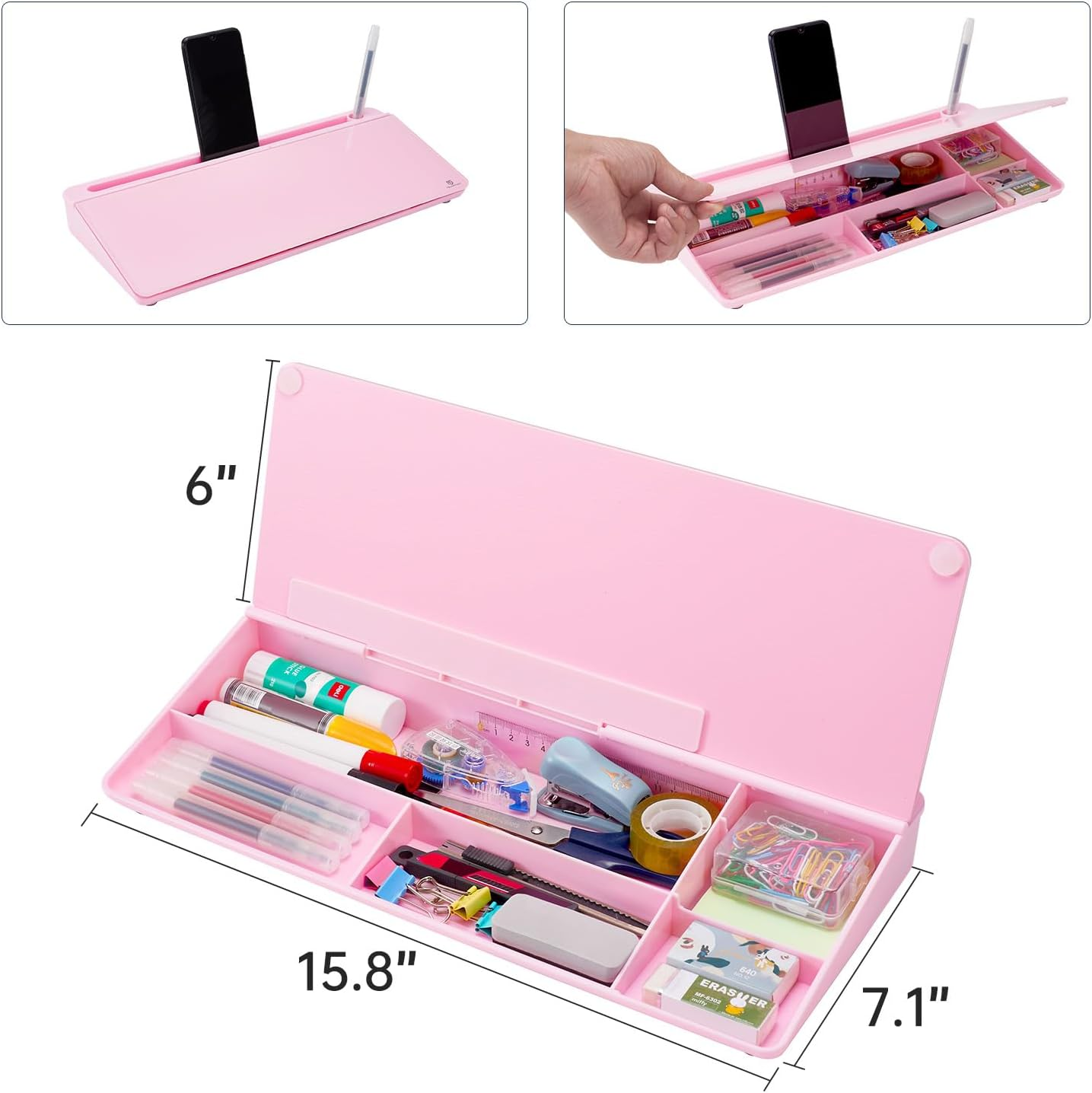 TSJ Office Desktop Whiteboard Dry-Erase-Board - Computer Keyboard Stand White Board Surface Pad with Drawer, Desk Organizers with Accessories for Office, Home, School Supplies image number 2