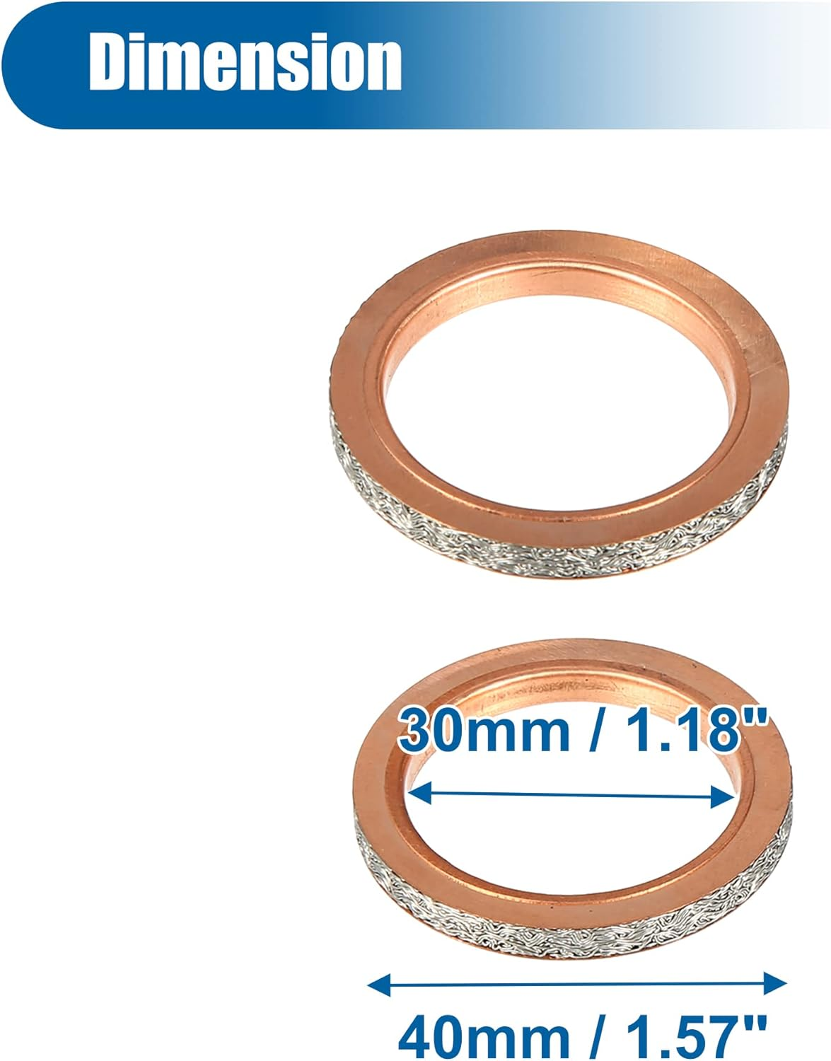 X AUTOHAUX 2 Pcs Exhaust Pipe Muffler Silencer Gasket Kit Copper Gaskets for Yamaha Rhino 660 YXR660F 4X4 2004-2007 Metal image number 4