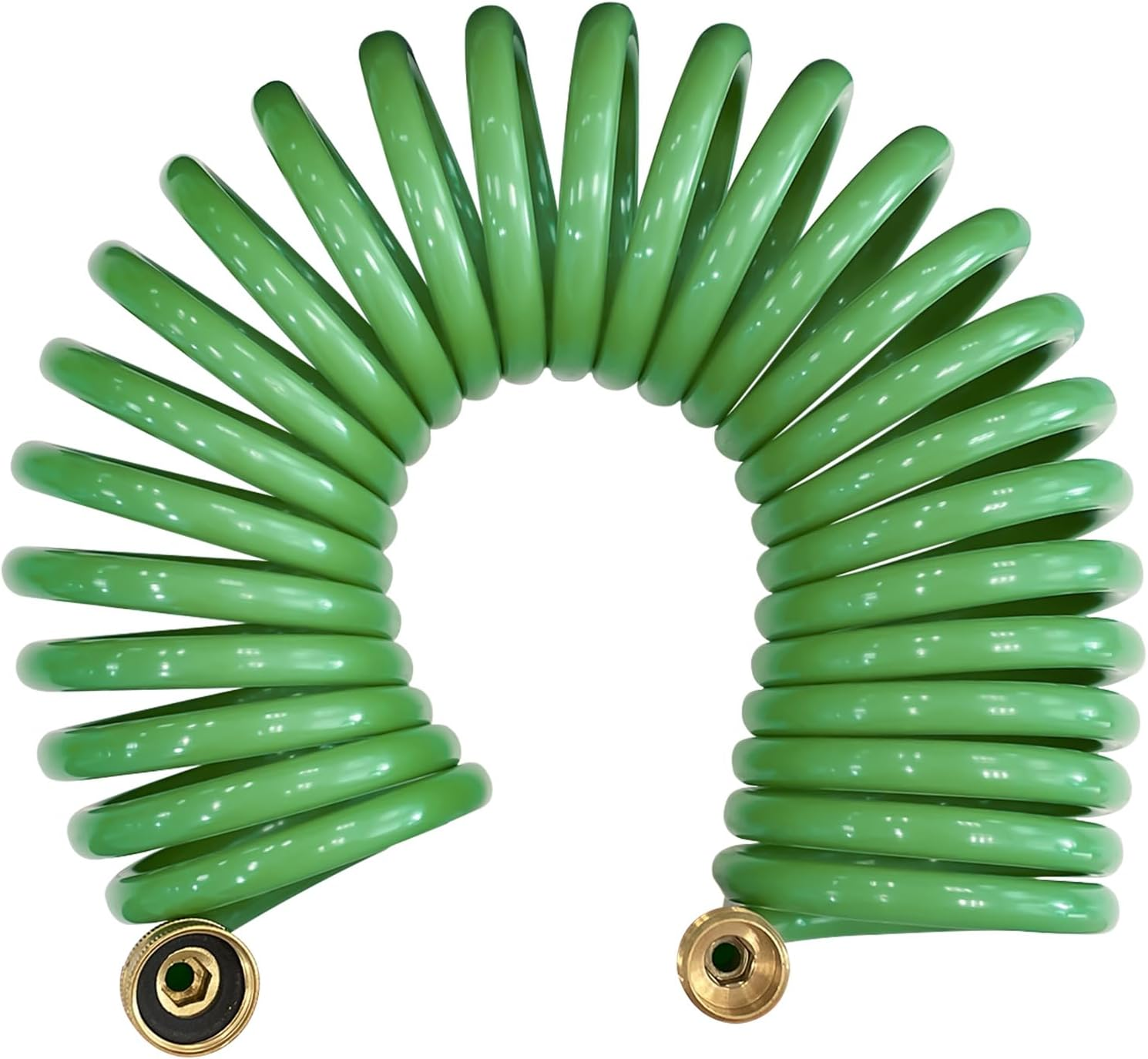 Sutekus Coil Hose Water Hoses Coiled Boat Hose Lightweight Self Coiling Garden Hose with 3/4 Inch Brass Fittings (25FT)