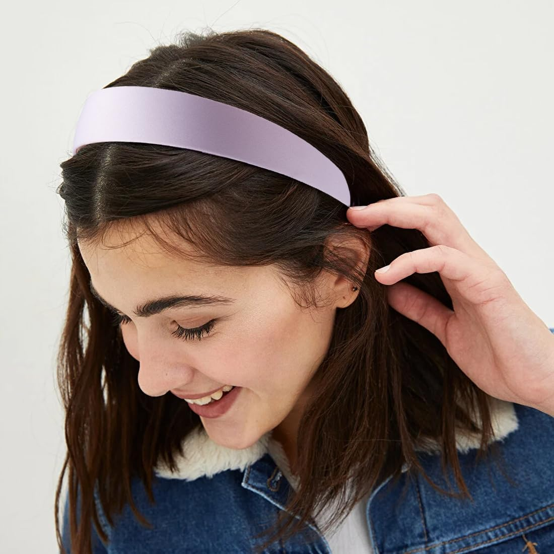 Tomedeks Pack of 3 Headbands for Women, Velvet Headband, Blue Hair Band, Faux Leather Headband for Women and Girls, Hard Plastic Headband, Plain, Thin Hair Bands (3 Colours) image number 5