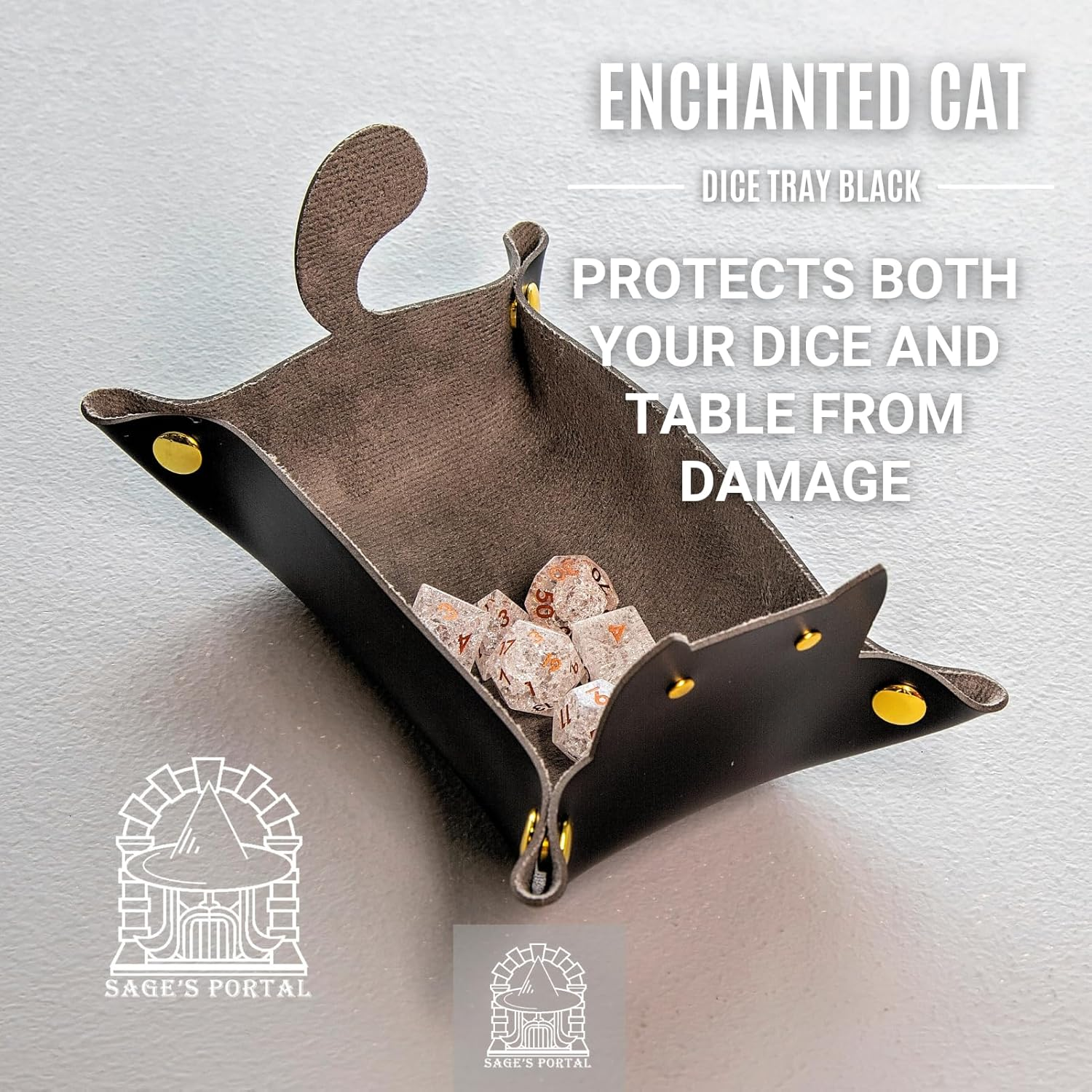 Sage&rsquo;S Portal Enchanted Cat Dice Tray, Portable Snap Assembly, DND Dice Tray for Dungeons and Dragons RPG Tabletop TTRPG (Black) image number 5