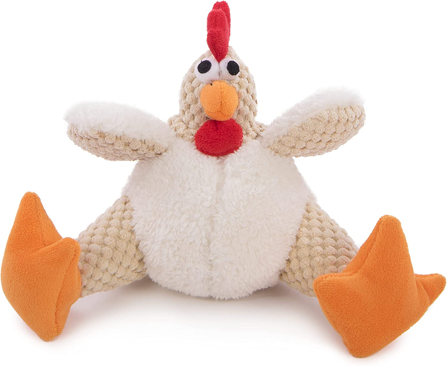 Godog Checkers Fat Rooster Squeaky Plush Dog Toy, Chew Guard Technology - White, Small image number 4