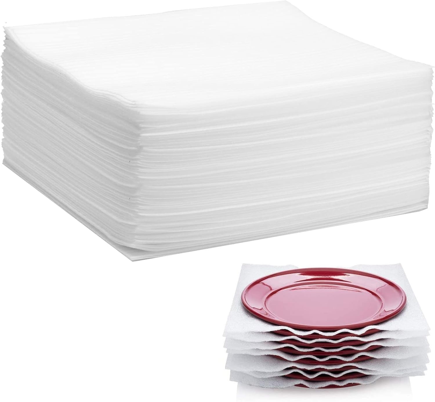 100 Pack 12&rdquo;X12&rdquo; Foam Wrap Sheets for Packing Storage Shipping Moving Supplies, Cushion Foam Wrap Packing Foam for Dishes, China, Glass and Furniture 100 Pack