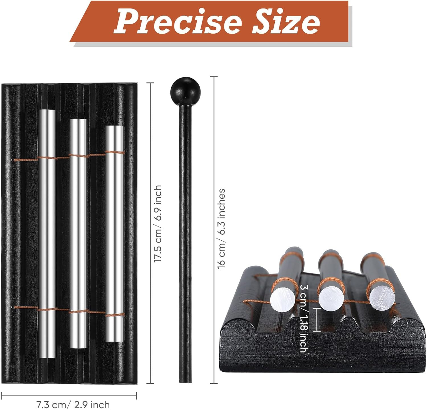 Classroom Chime Meditation Chimes Trio Teacher Three Tone Hand Bell for Management Mindfulness Percussion Instrument Reminder with Mallet Storage Bag for Prayer Teacher Gift Eastern Music Yoga image number 1