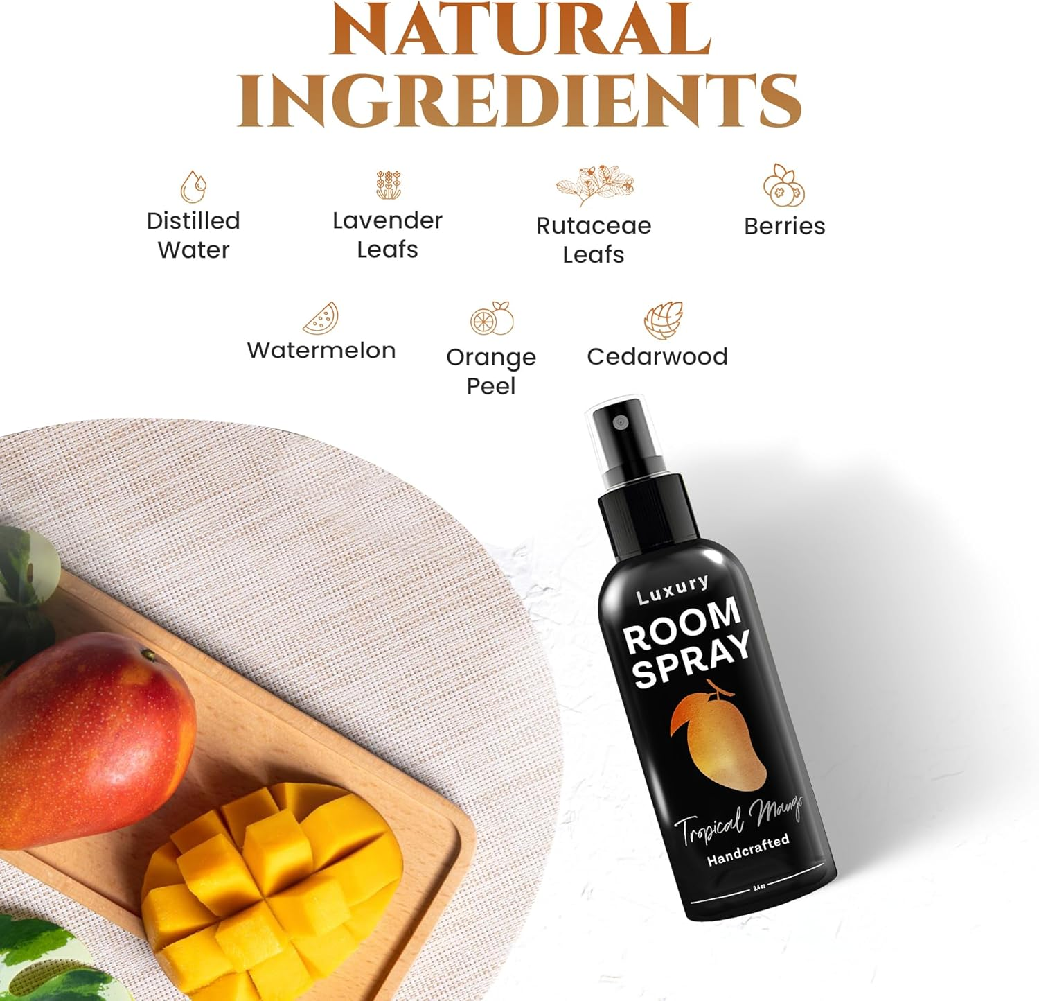 605Products - Tropical Mango Air Freshener - Room Spray for Home, Bathroom, and Bedroom - Long Lasting Odor Eliminator with Essential Oils and Natural Ingredients - Home Fragrance Essential - 2 Pack image number 3