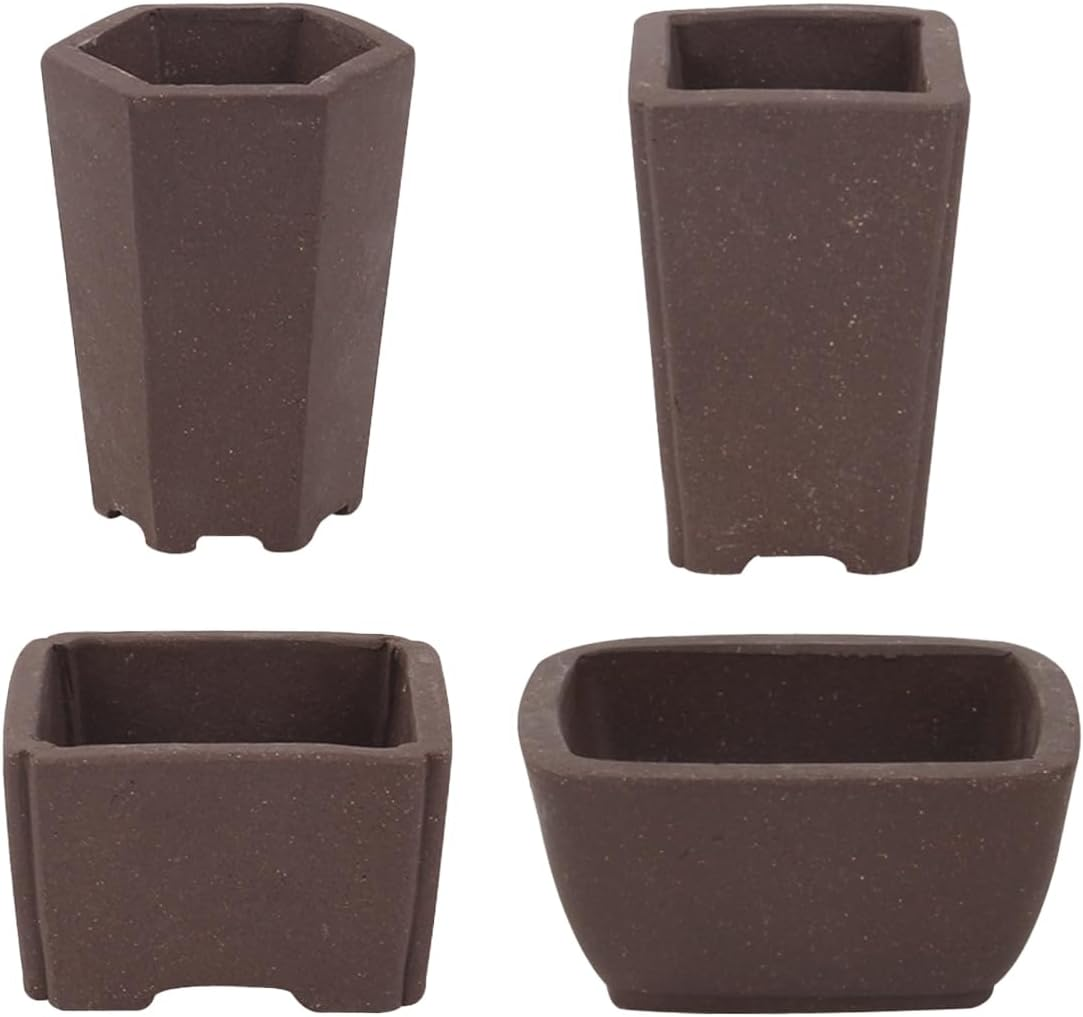 Happy Bonsai 4 Pc Zisha Mini Bonsai Pots 2" Width image number 6
