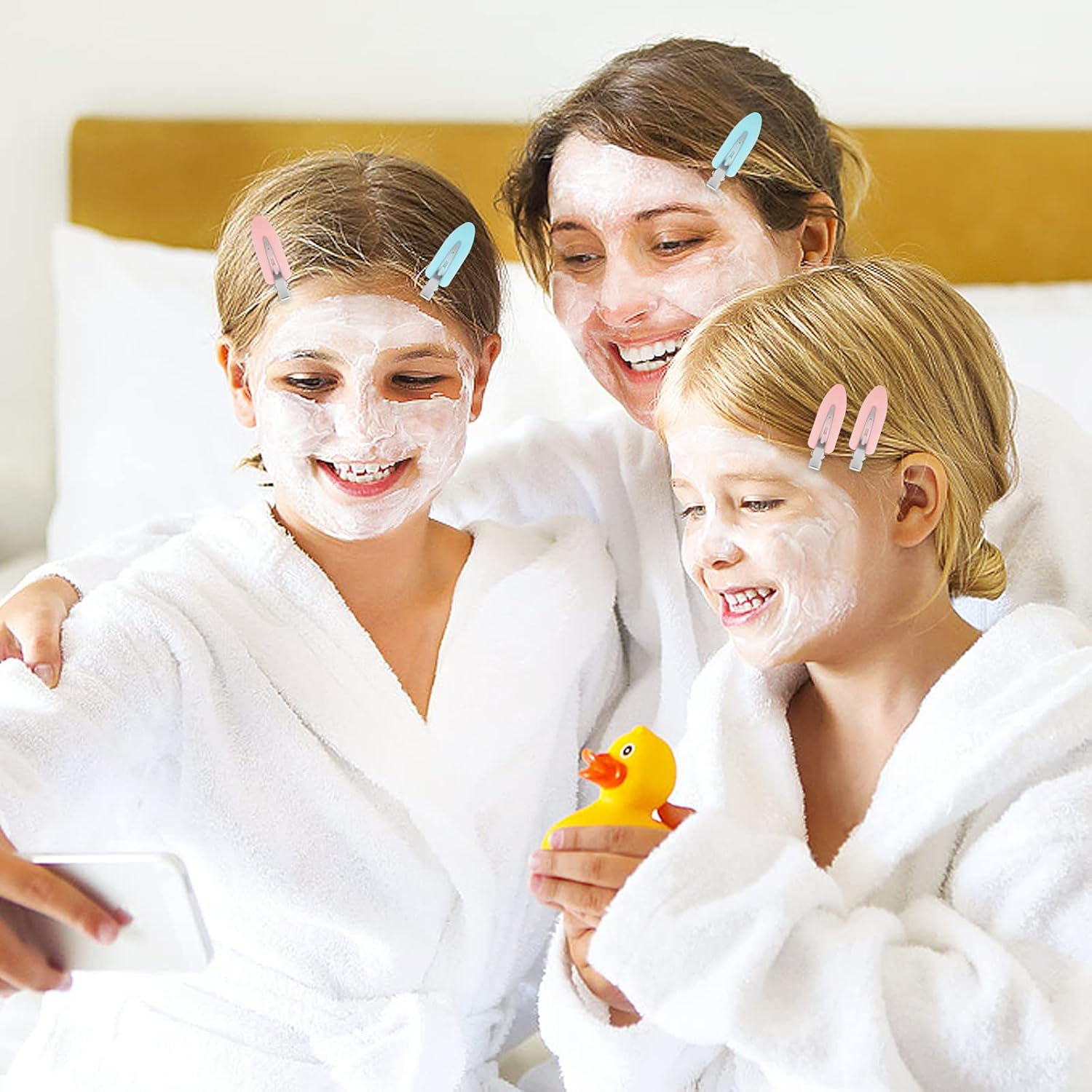 Abeillo 8 Pcs Makeup Hair Clips for Makeup, No Bend Hair Clips No Crease Hair Clips Seamless Hair Barrettes Clamps, Flat Hair Clip for Girls Woman Makeup Bangs Hair Styling (Pink, Blue) image number 3