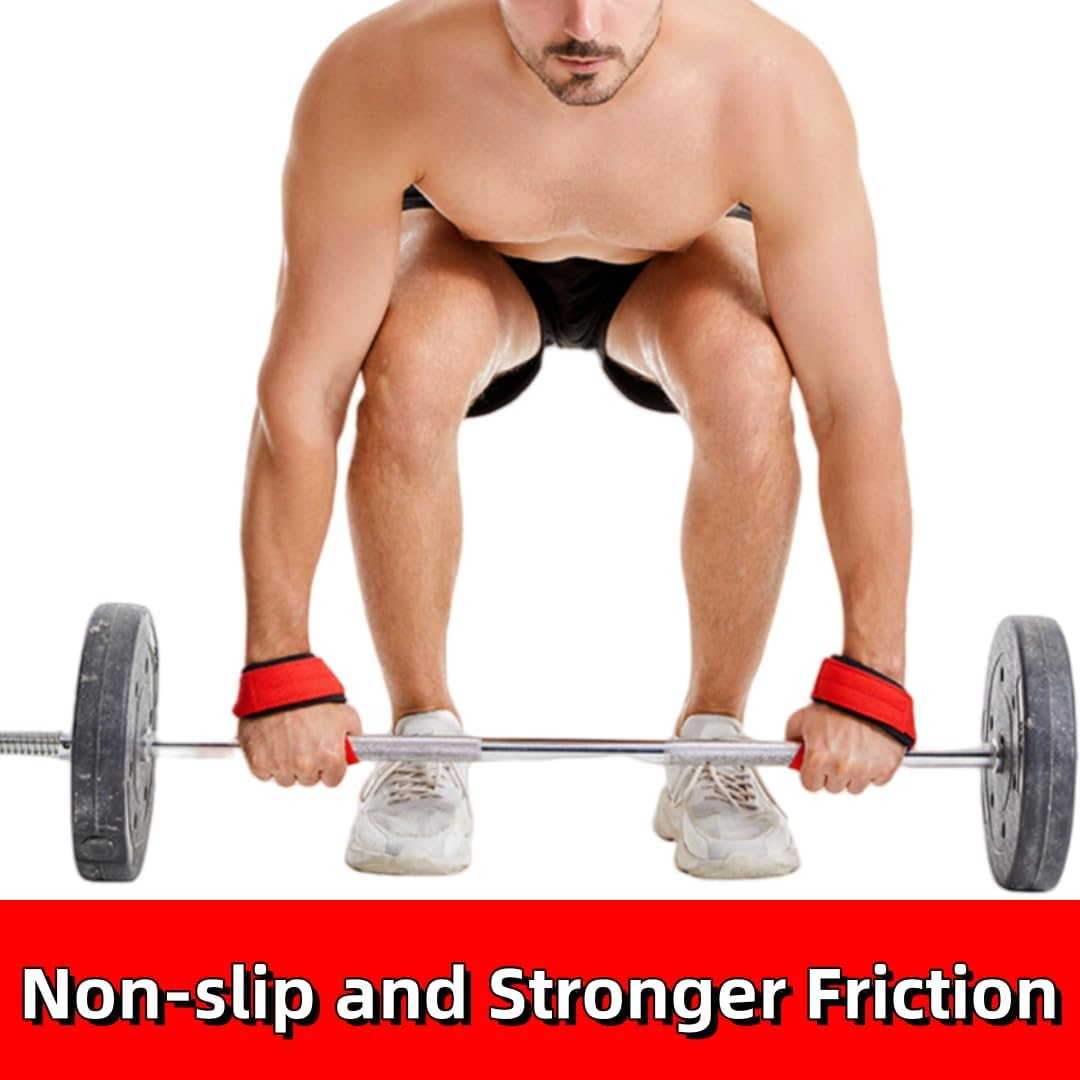 Figure 8 Lifting Straps for Deadlifts & Powerlifting &ndash; Heavy Duty Cotton Wrist Wraps Strongman & Cross Training Grip Support Set of 2 Pairs (Red) image number 1