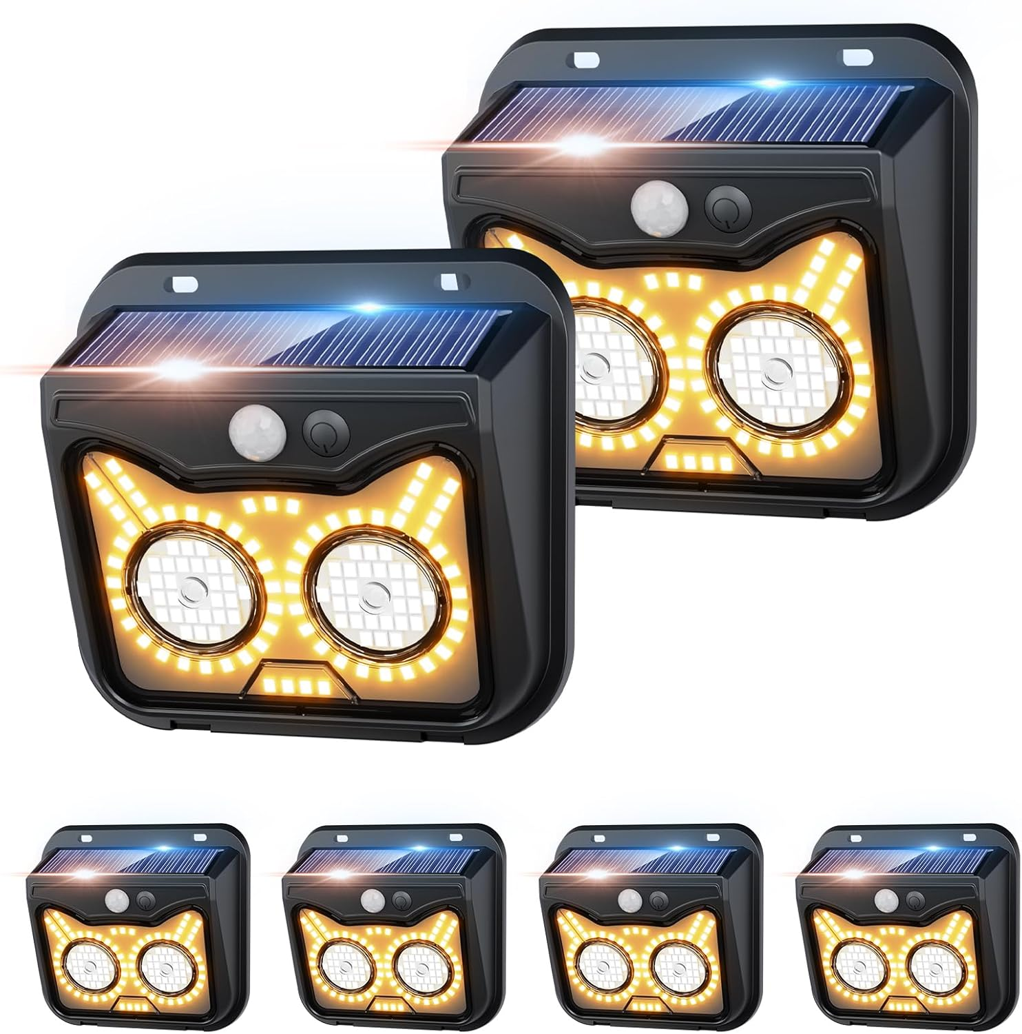 Solar Motion Sensor Lights Outdoor, Owl Shaped Warm White Waterproof Solar Powered Wall Lights, 3 Lighting Modes Security Flood Lights for outside Deck, Fence, Yard, Garden, Step, Porch, Door -6 Pack image number 1