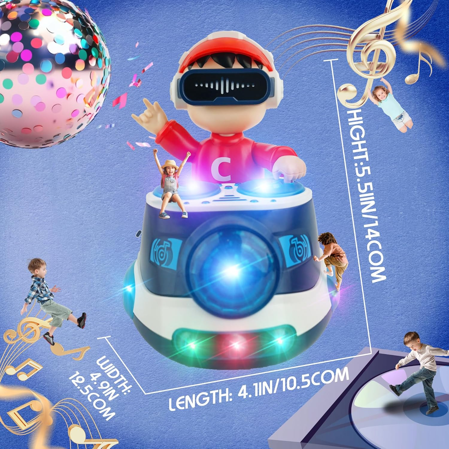 Musical Toys for Baby Crawling, Infant Tummy Time Toys for Toddler, Jazz Drums Early Educational Kids Music Sensory Toys Christmas Birthday Gift for Boys and Girls (DJ Blue) - Dj Yellow image number 2