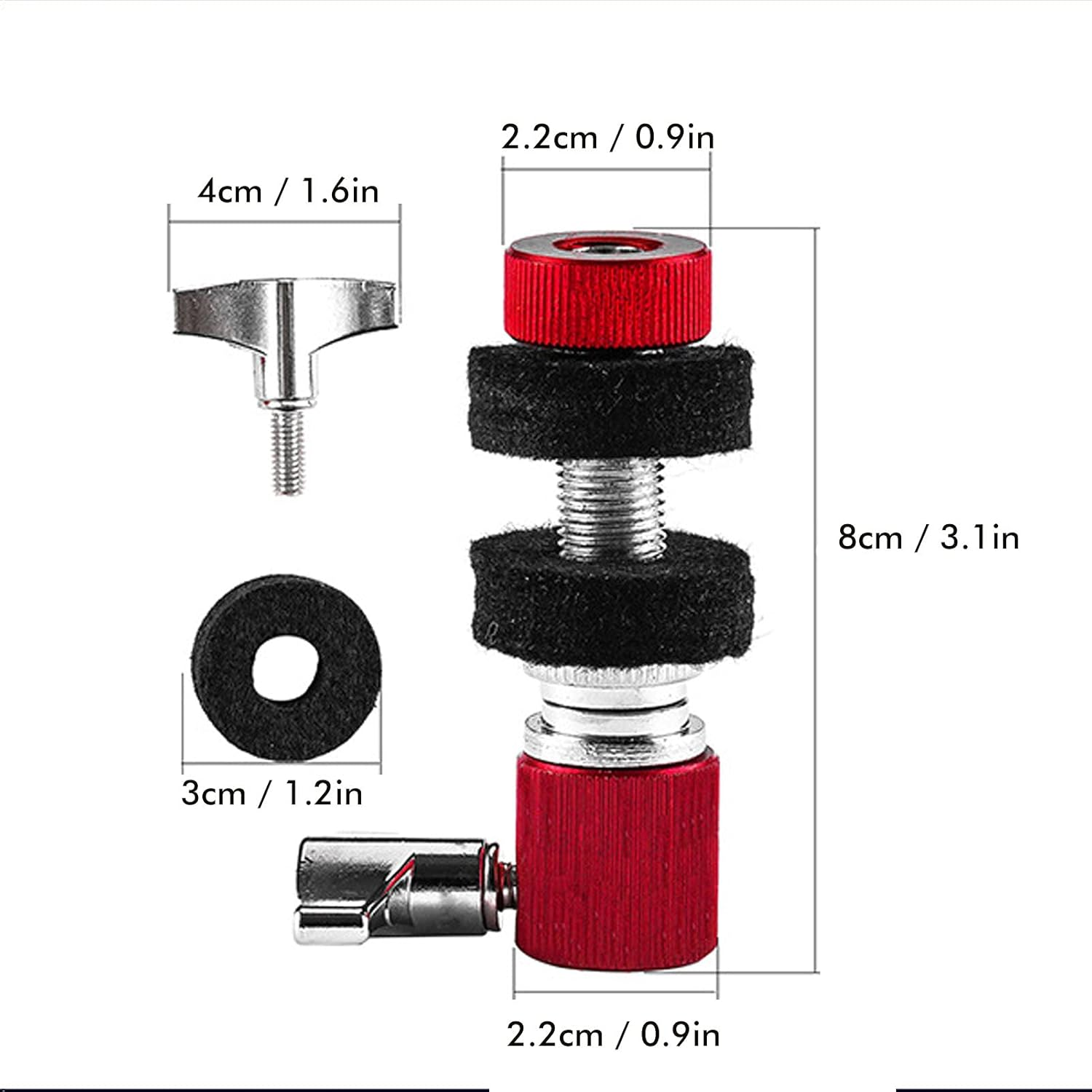 Hi-Hat Clutch, Aluminum Alloy Hi Hat Clutch Drum Clutch Standard Jazz Drum Percussion Instrument Parts & Accessories for General Purpose Professional (Red) image number 2