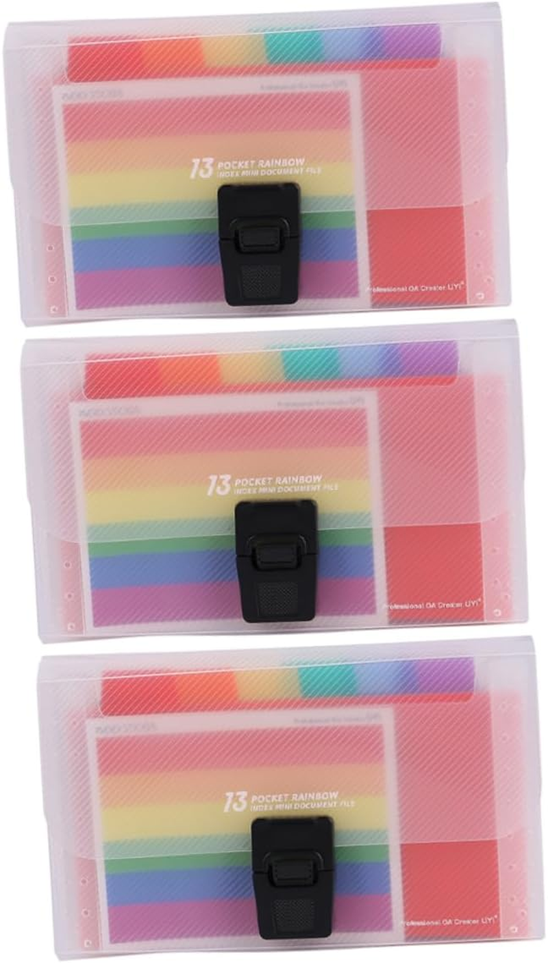CLISPEED 3Pcs Accordion File Storage Bag Expanding Folder Plastic Document Holder for Receipts Office Stationery