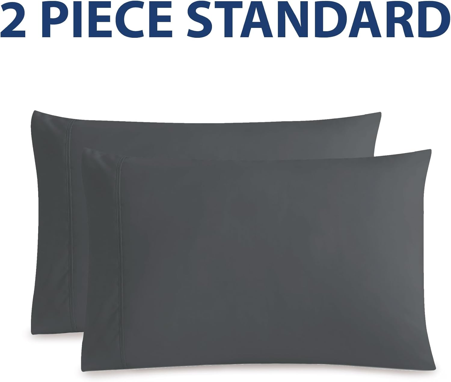 Cathay Home Hospitality 2-Piece Standard Pillowcase Set Hotel Collection - Twin, Twin XL, Full, Queen - Wrinkle & Fade Resistant Double Brushed Ultra Soft Microfiber - Grey, Standard (20" X 30") image number 2