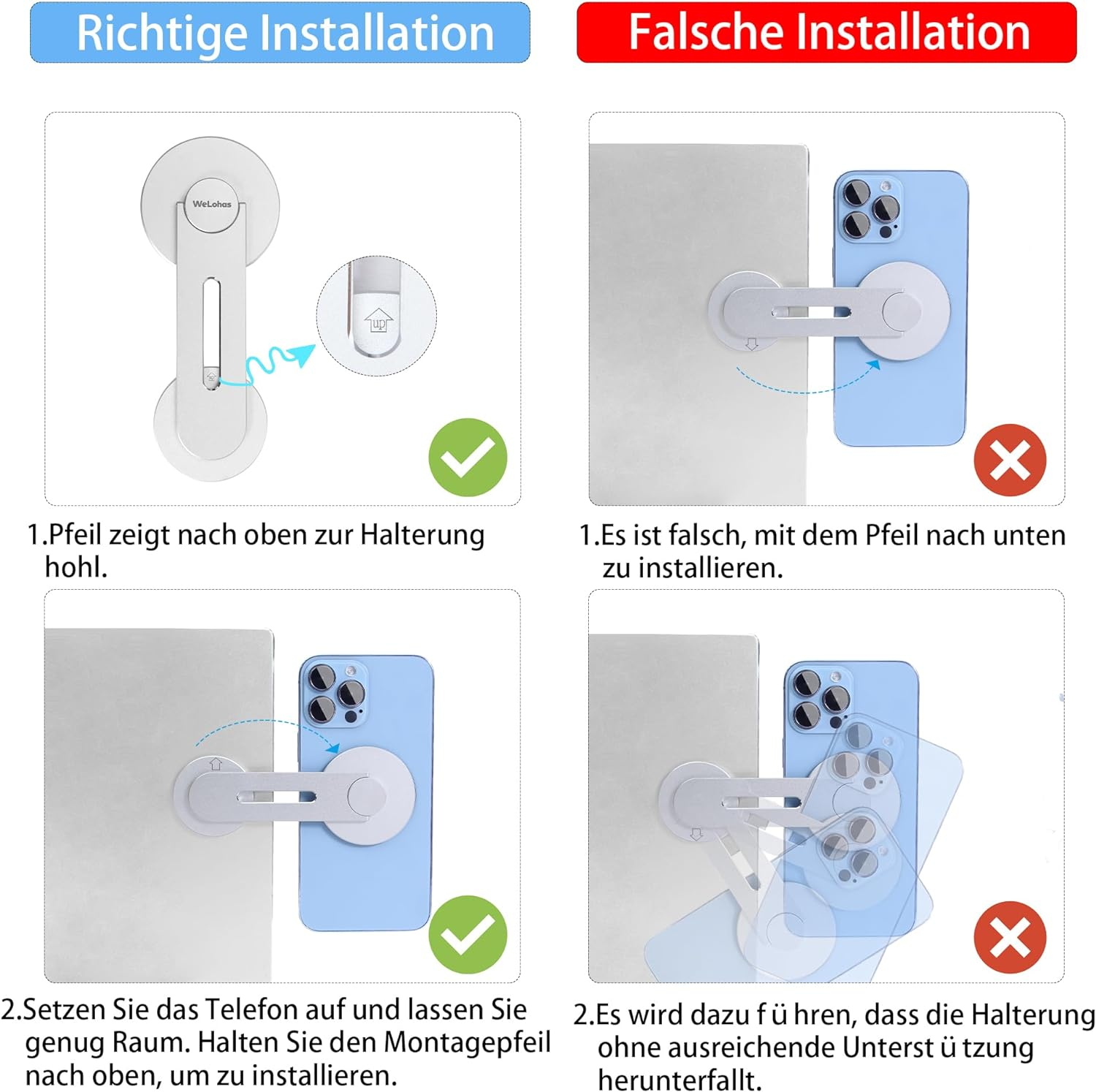 Welohas Magnetic Phone Holder for Laptop,Continuity Camera Mount for Ios 16/Macos 13 Ventura,Suitable for Imac,Desktop Computer,Tesla Model 3/X/Y/S & Iphone 14/13/12,Adjustable Laptop Phone Holder image number 3