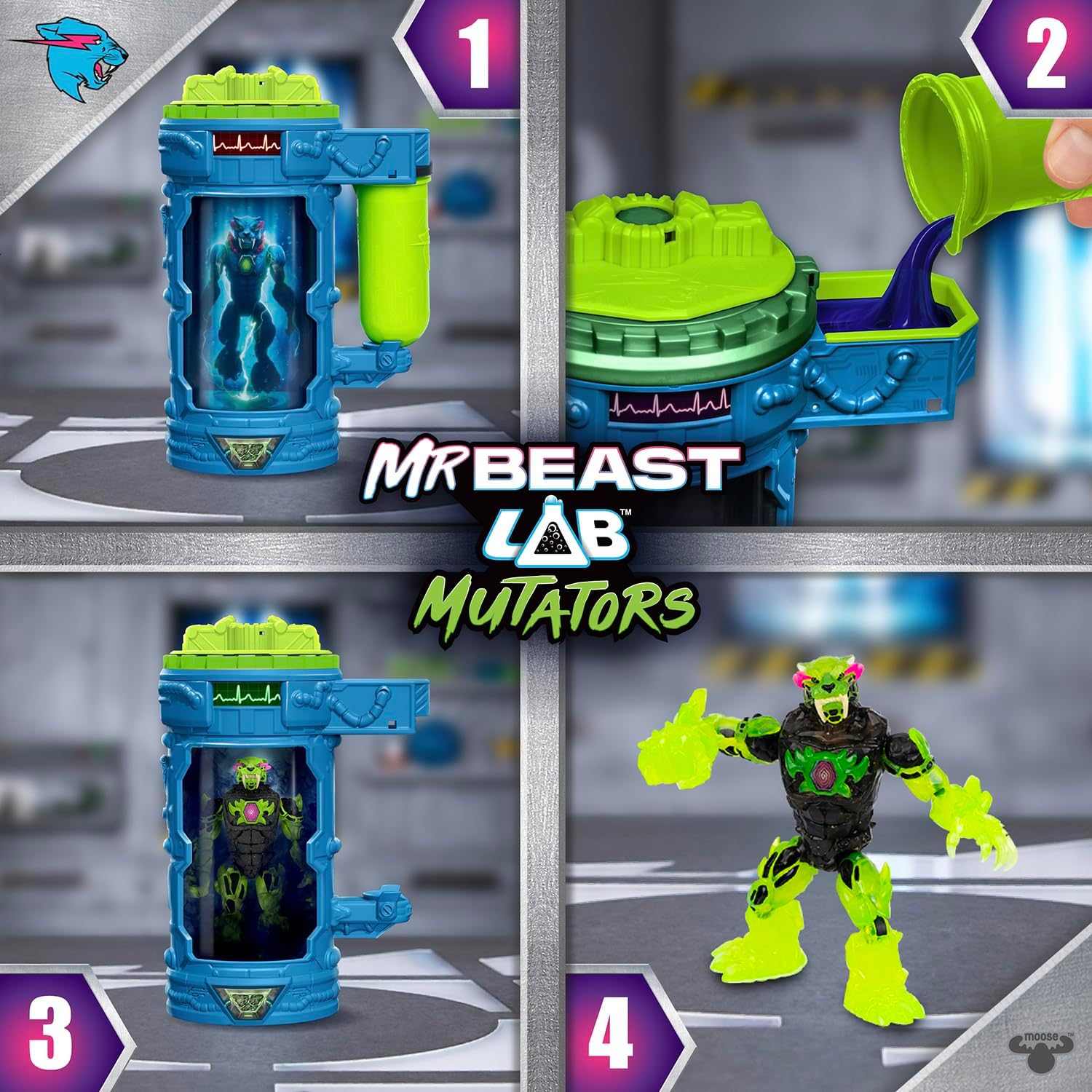 Mrbeast Lab Hyper Fusion Mutators - the Atomic Earth Panther, Experiment & Creator, Add Mutation Fluid, Press the Fingerprint Scanner & Reveal the Panther, 20 Points of Articulation, Collect All 3 image number 2