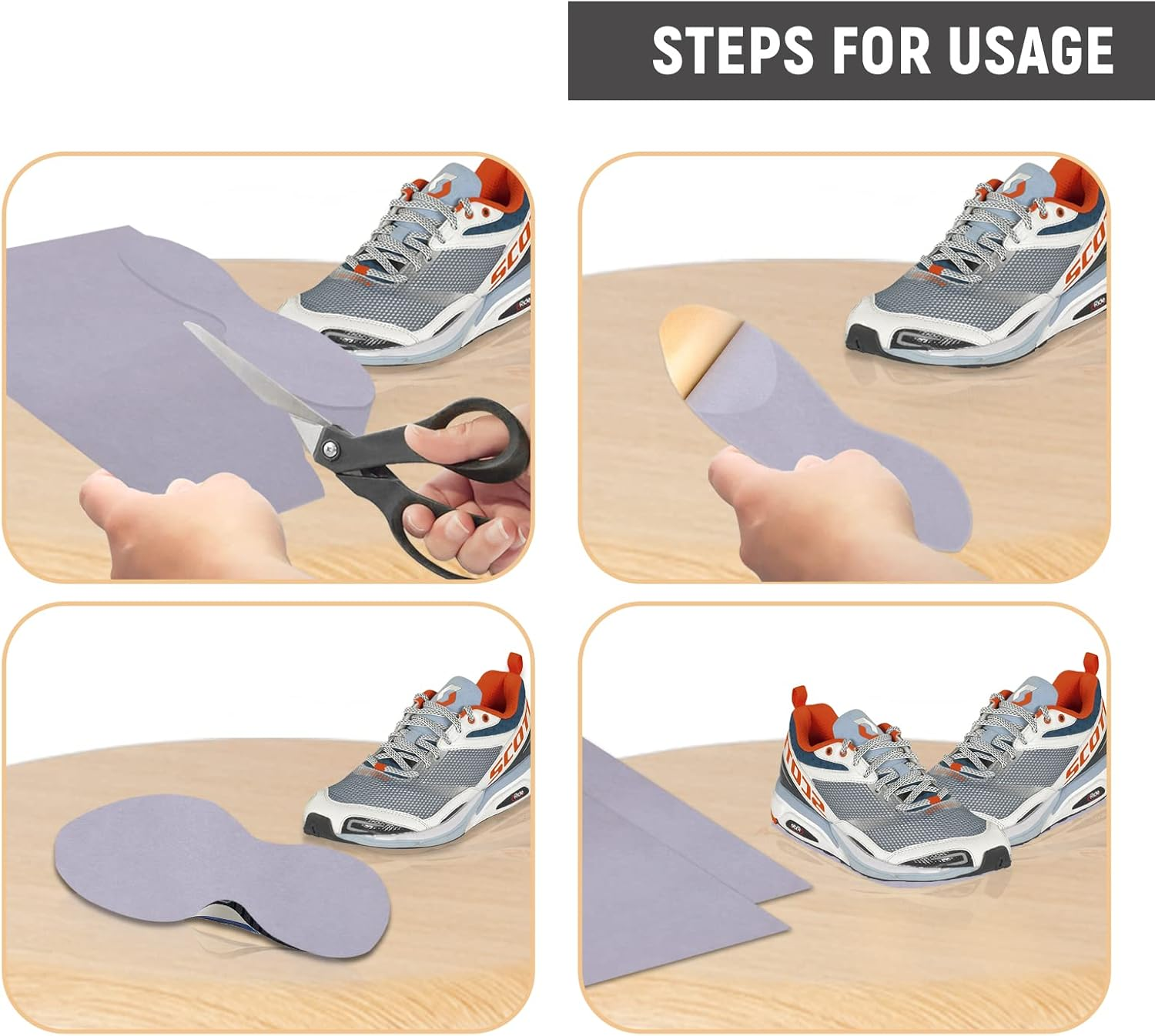 6 Pieces Stick-On Faux Suede Soles for Dance Shoes, Friction-Reducing to Easy Rotation and Sliding on Indoor Floors, Grey, 12 X 8 image number 2