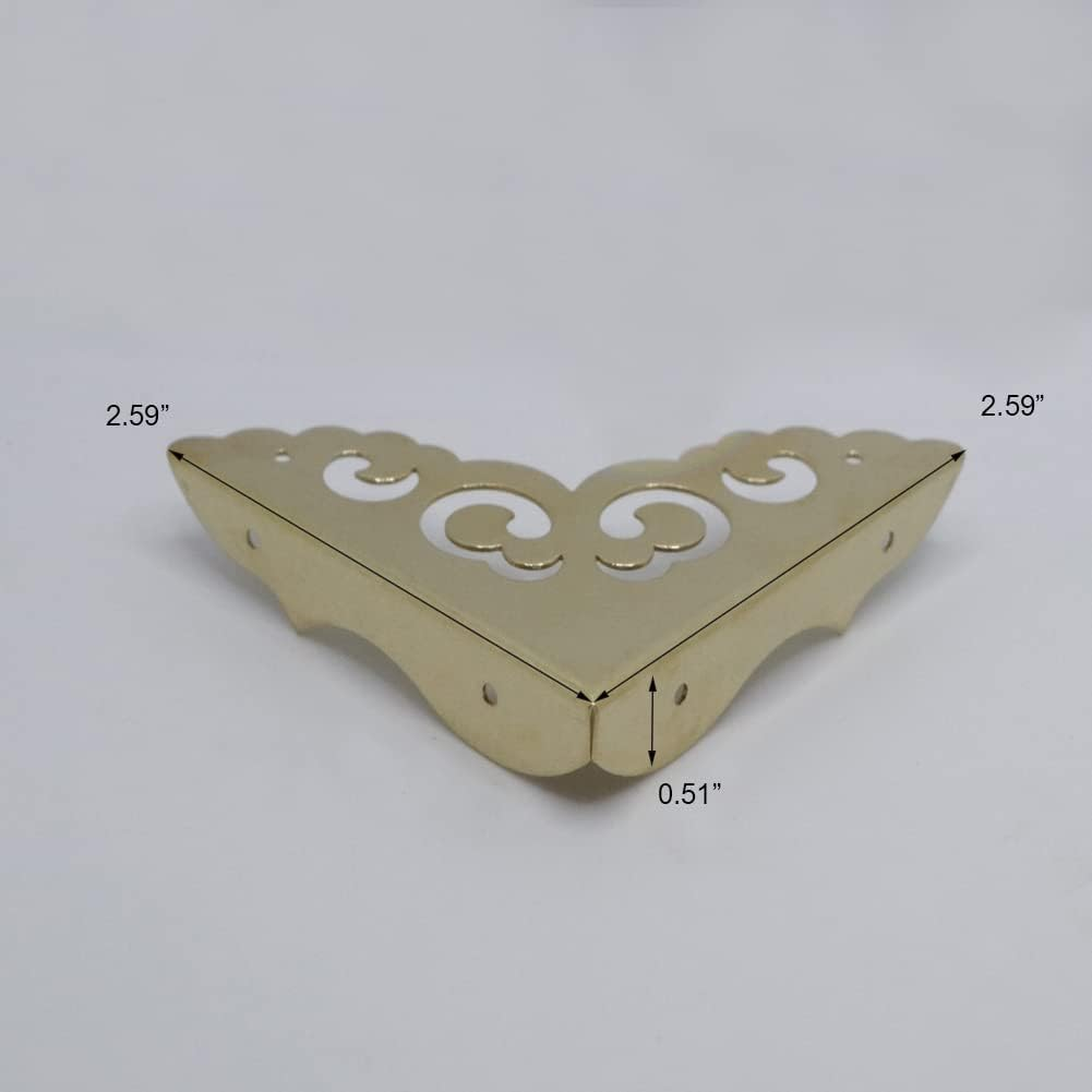4Pcs Table Corner Protectors, 2.6"X2.6" Gold Metal Corner Protector, Coffe Table Corner Guards, anti Scratch Table Corner Edge, Decorative Corners for Furniture Boxe Cabinet Prevents Damaged