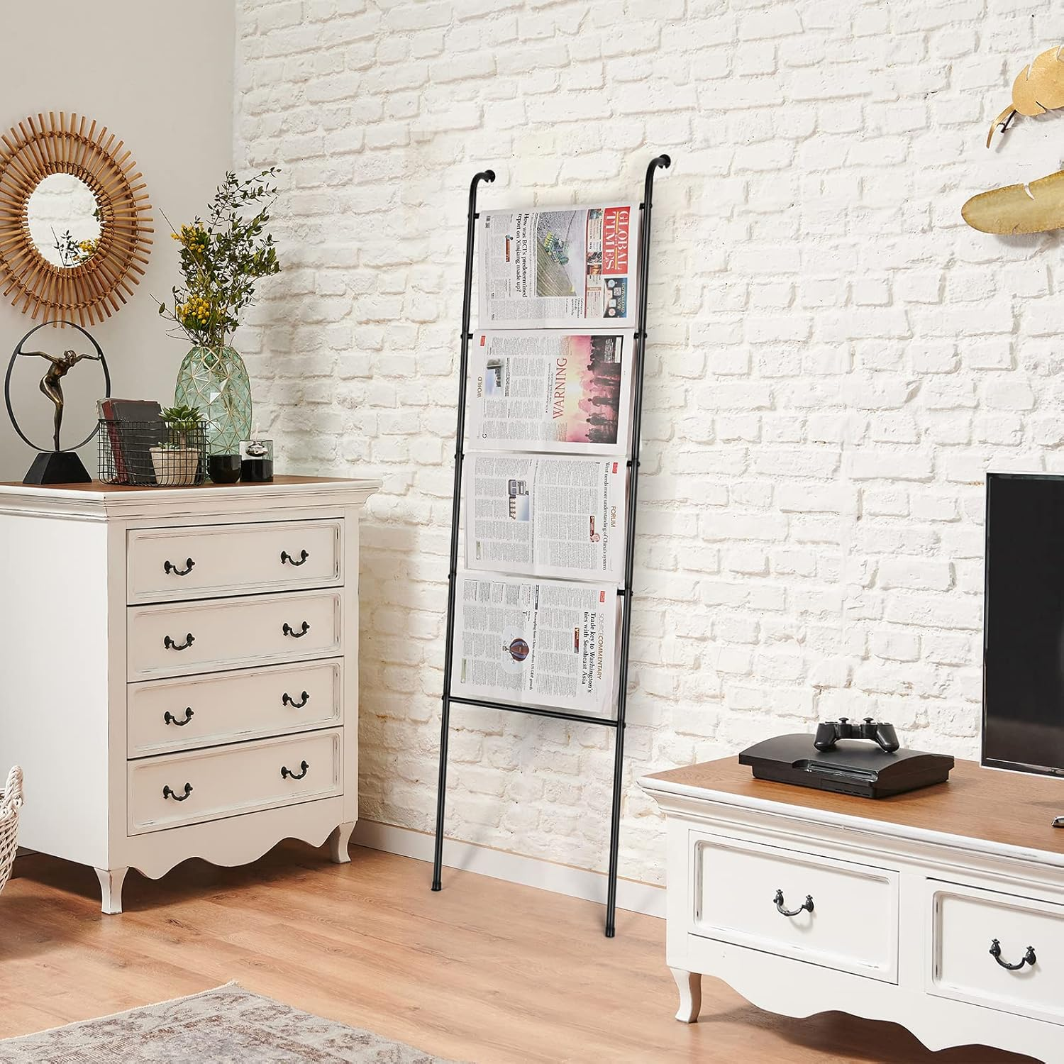 Blanket Ladder Towel Ladder for Bathroom Blanket Rack for Living Room Bathroom Laundry Room Black image number 1