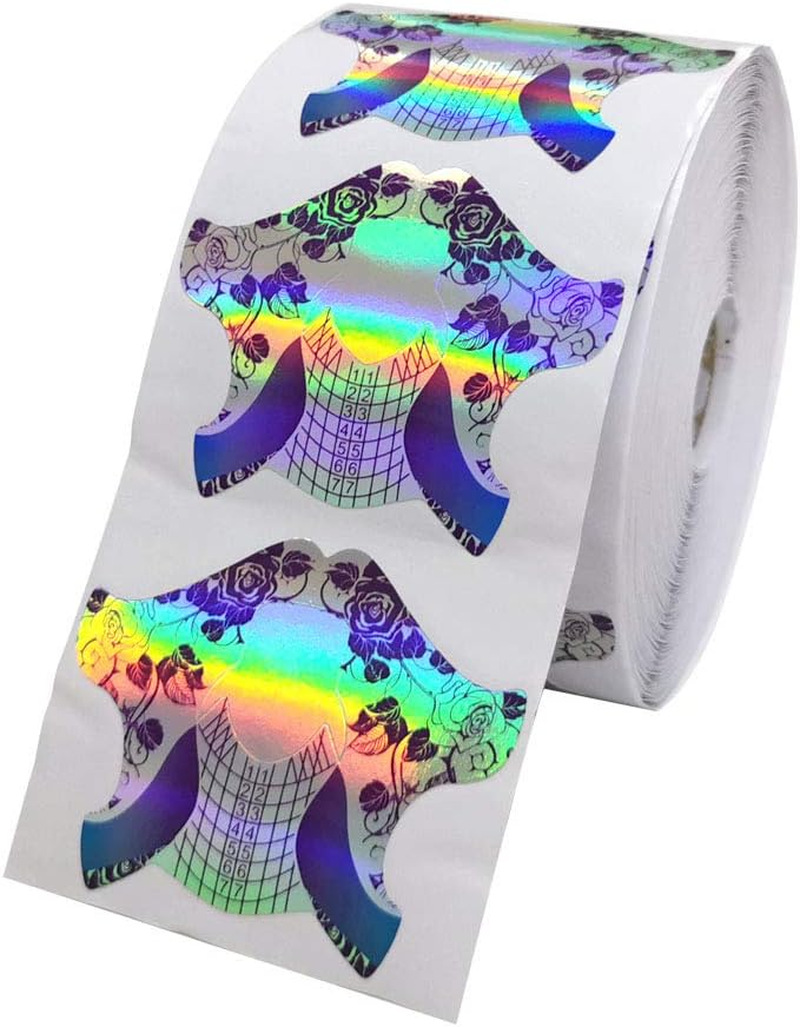 Fingerangel 500Pcs Holographic Nail Art Extension Tips Purple Color Acrylic Nail/Uv GEL Nail Form Guide Stickers, Nail Art Equipment for Salon image number 3