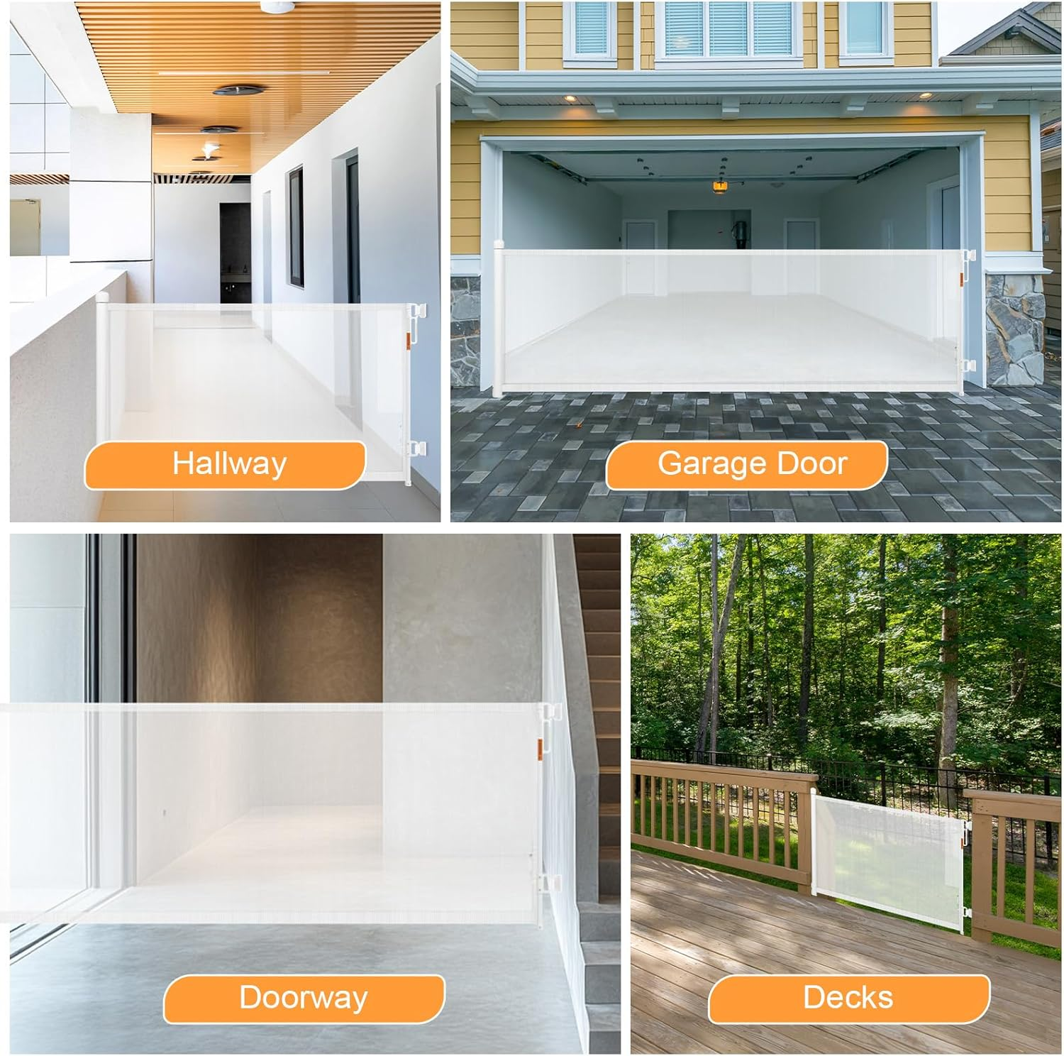 Retractable Safety Gate - Upgraded Stair Gates for Dogs, 180X86Cm Stair Safety Gates Pets, Easy Operation Dog Gate, Stair Gates for Baby/Pet Indoor Outdoor image number 4