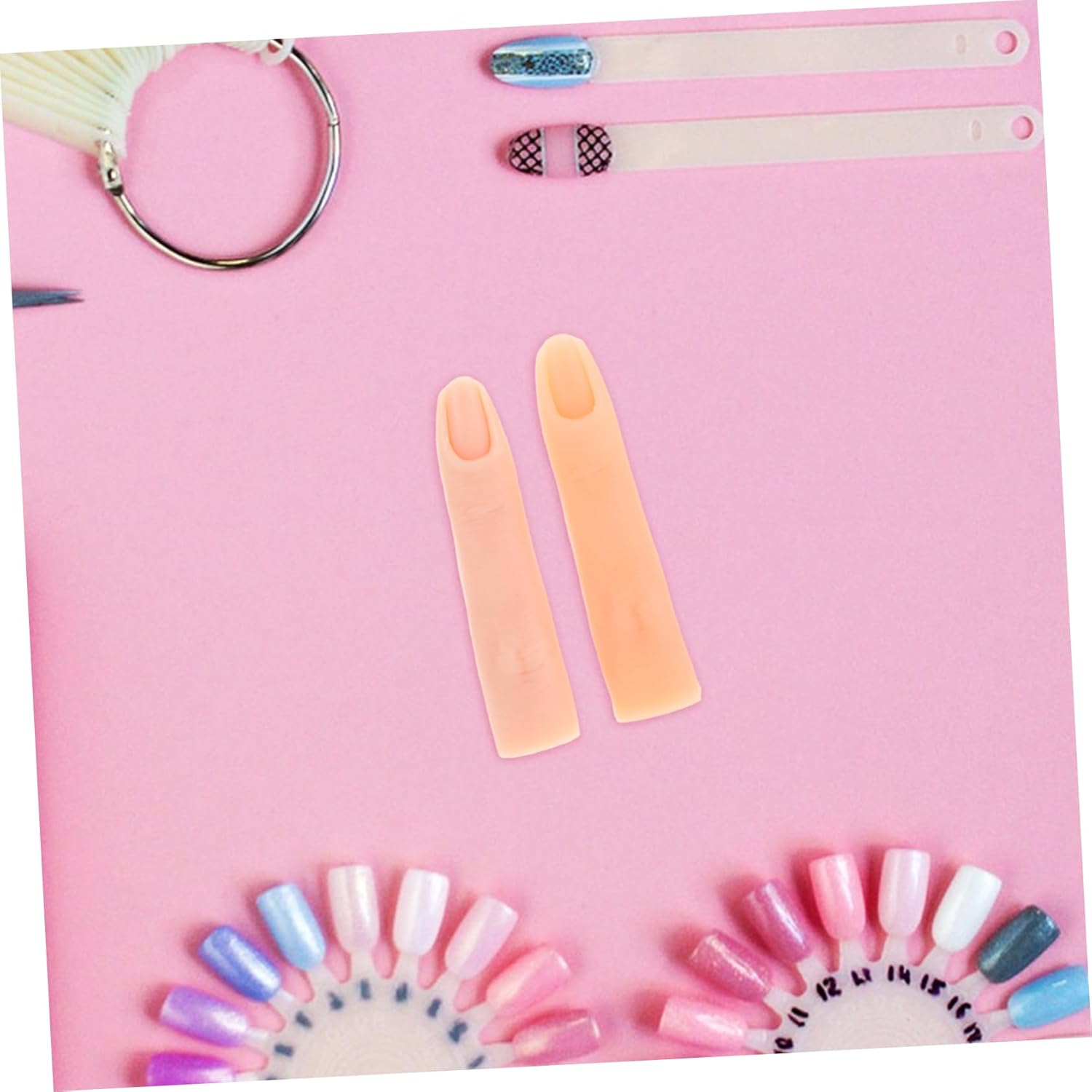 2Pcs Flexible Silicone Nail Training Fingers Realistic Practice Hand for Manicure Training Durable Sturdy for Home and Salon Use Includes Deep Tones image number 2