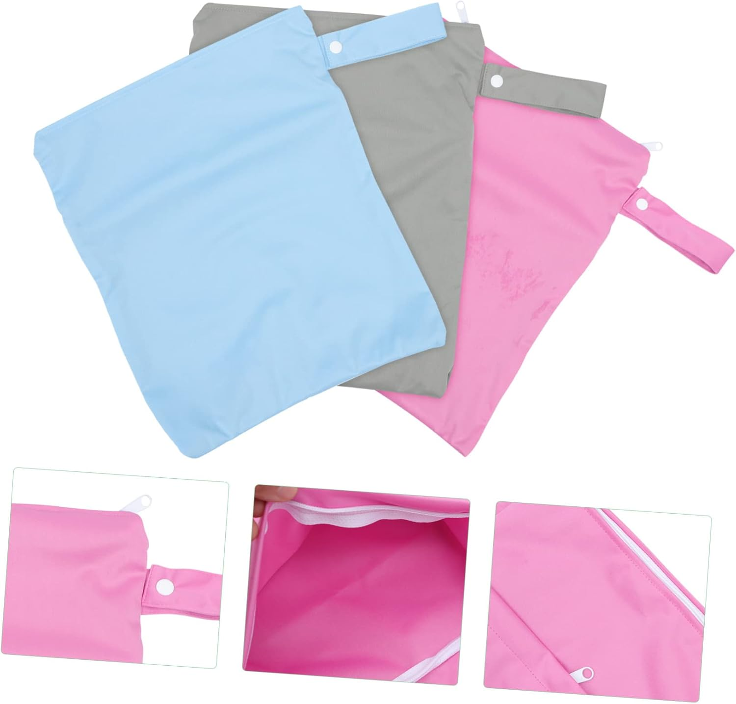 ULDIGI Waterproof Wet Bag 3 Pack Diaper Wet Bag Diapers Wet Dry Bag Material Easy Access image number 3