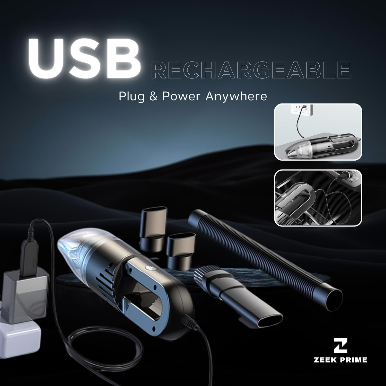 Cordless Car Vacuum Cleaner &ndash; 120W High Power with USB Charging, Dual 2000Mah Batteries, 0.5L Dustbin | Lightweight Handheld Vacuum (0.36Kg) for Car Interior, Seats, Crevices & Pet Hair image number 1