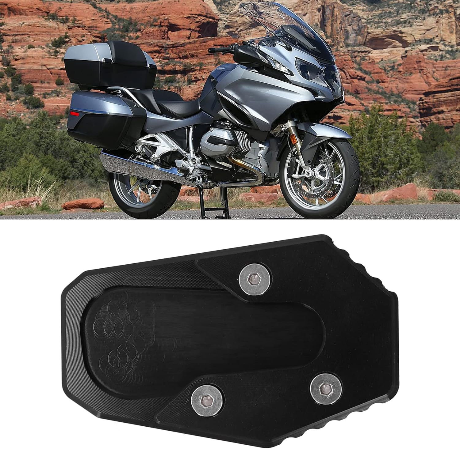 Foot Side Stand Extension Pad Plate, Convenient Durable Motorcycle Kickstand Extender Lightweight for Motorcycle for Most People(Black) image number 4