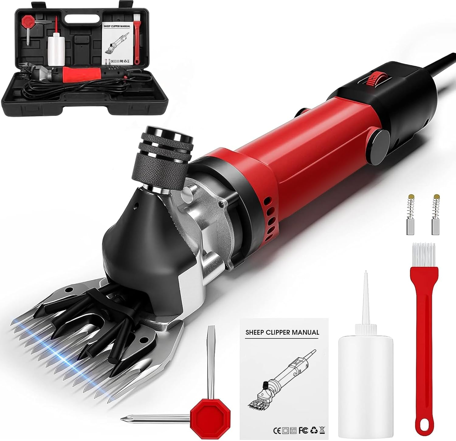 Advwin Electric Sheep Shears, 690W 2800R/Min Professional Electric Sheep Clippers, 6 Speed Heavy Duty Electric Shears, Farm Livestock Grooming Kit for Thick Coat Animals