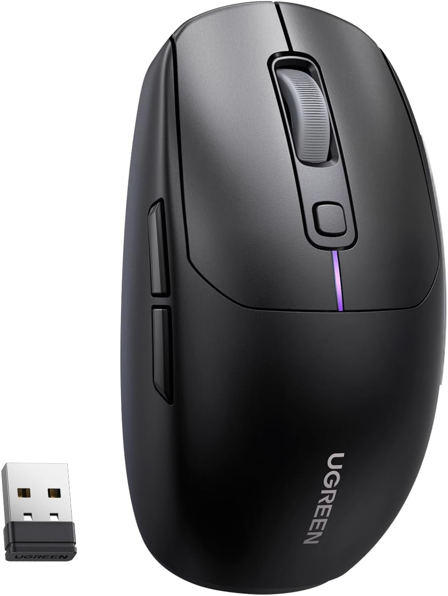 UGREEN Wireless Gaming Mouse, 2.4G Ergonomic Optical, 5 Adjustment Levels 5000 DPI, 5 Programmable Buttons Lightweight Rechargeable Bluetooth for Laptop, PC, Computer, Chromebook, Notebook image number 1