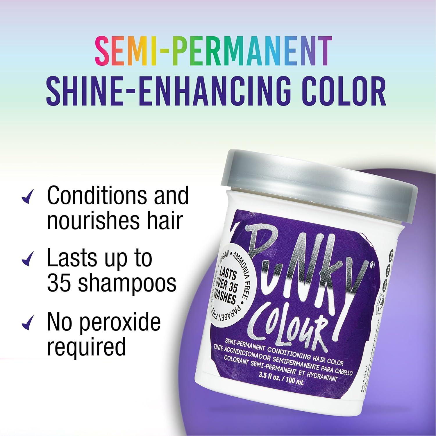 Punky Plum Semi Permanent Hair Color - Vegan & Cruelty-Free Conditioning Hair Dye, Lasts up to 35 Washes, 3.5 Fl Oz image number 2