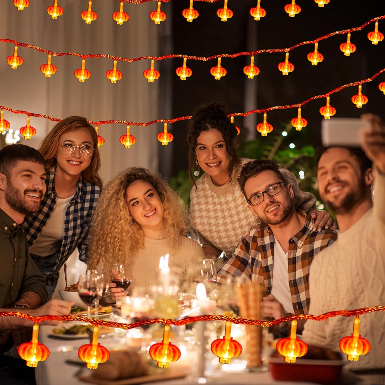 Chinese New Year Mini Red Lantern String Lights, 6M 40 LED Lantern Lights for Indoor Outdoor Festival Decor, Warm White Holiday Party Decoration for Spring Festival Year of the Horse 2026, No Battery image number 5