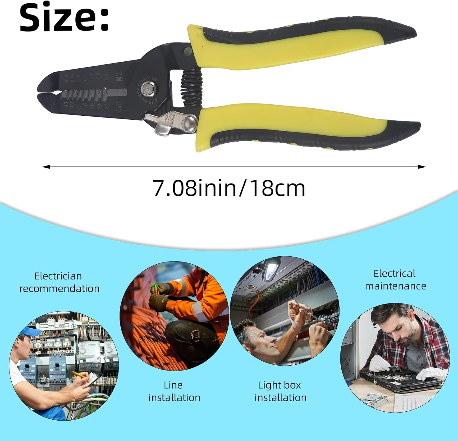 7-In-1 Wire Stripper Tool, 18Cm Length, 140G, Black and Yellow, Multi-Functional Cable Cutter image number 2